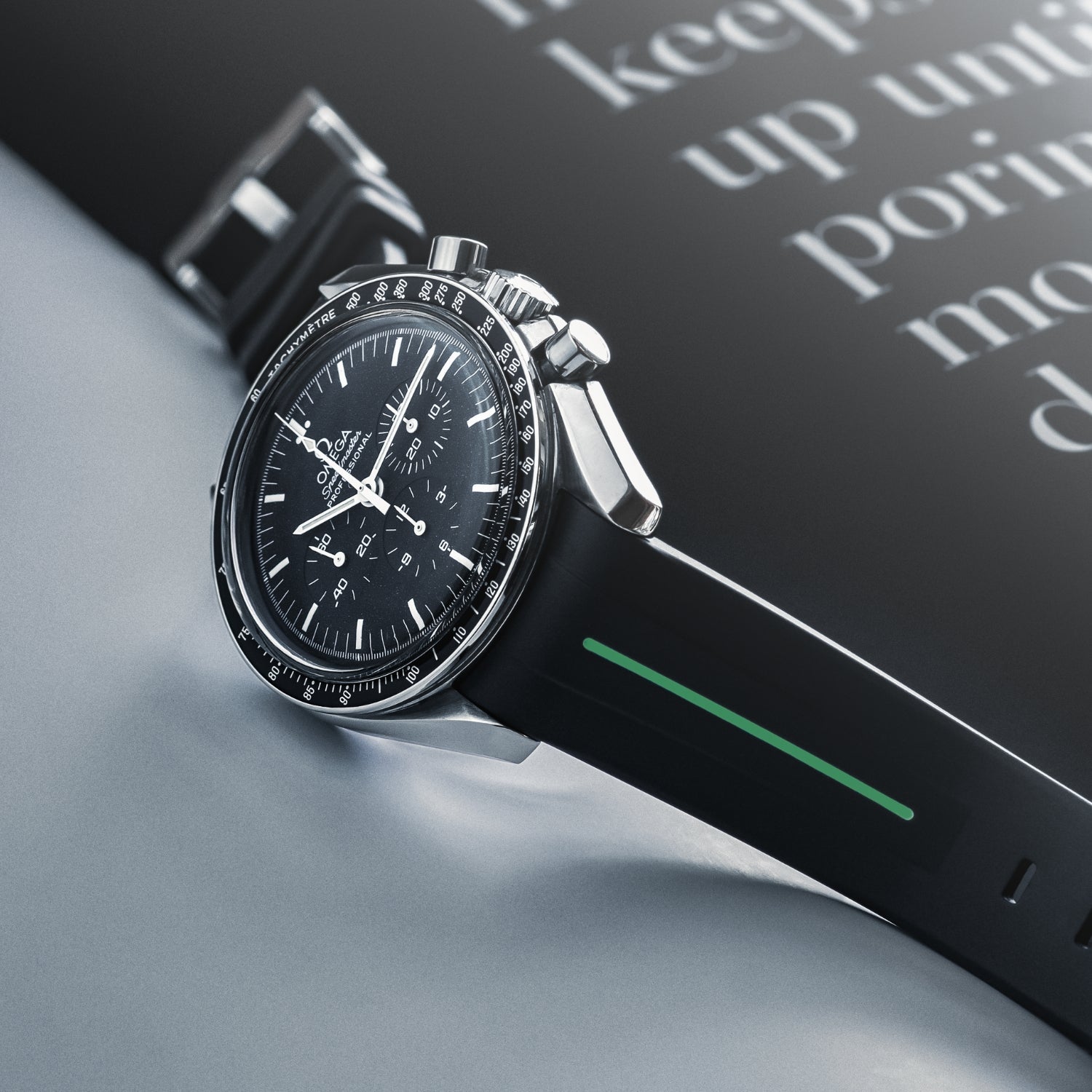 Kautschukarmband – Für Omega Speedmaster – LuxLine® - Schwarz/Grün - Helvetus DE