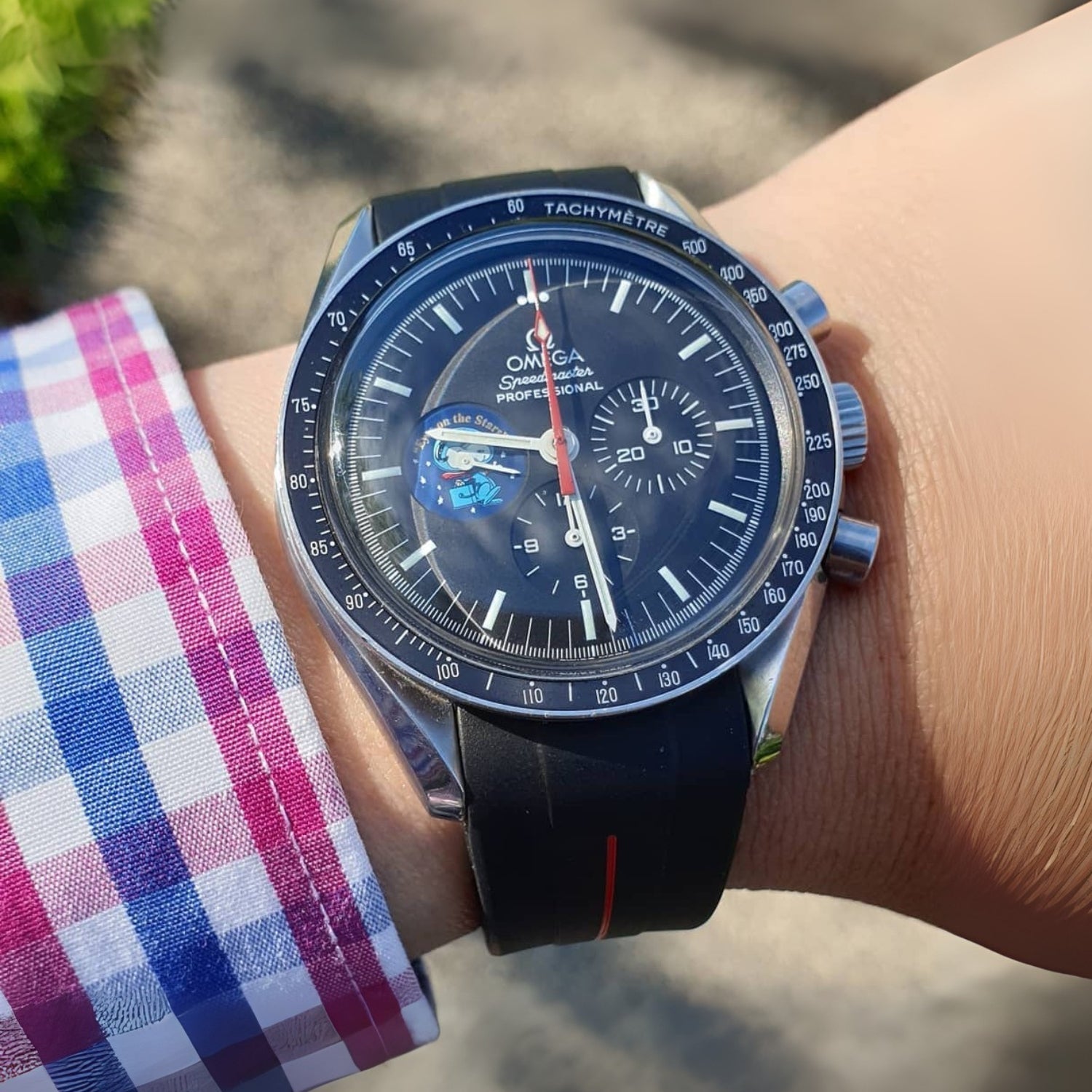 Kautschukarmband – Für Omega Speedmaster – LuxLine® - Schwarz/Rot - Helvetus DE