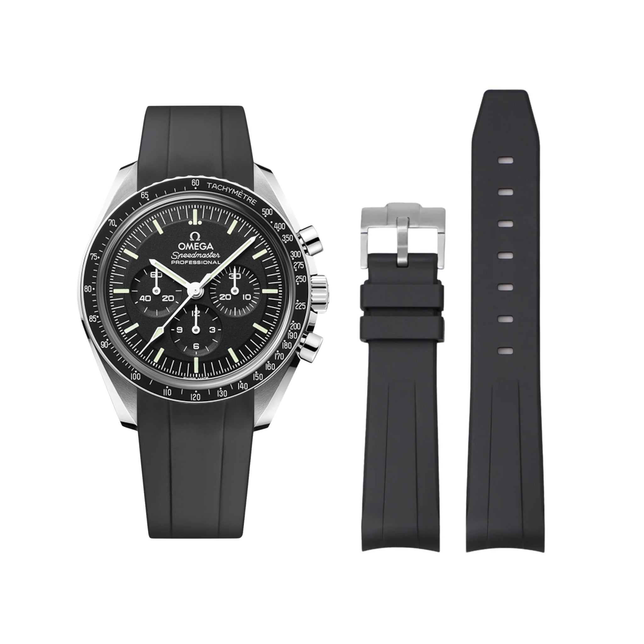 Kautschukarmband – Für Omega Speedmaster – Schwarz - Helvetus DE