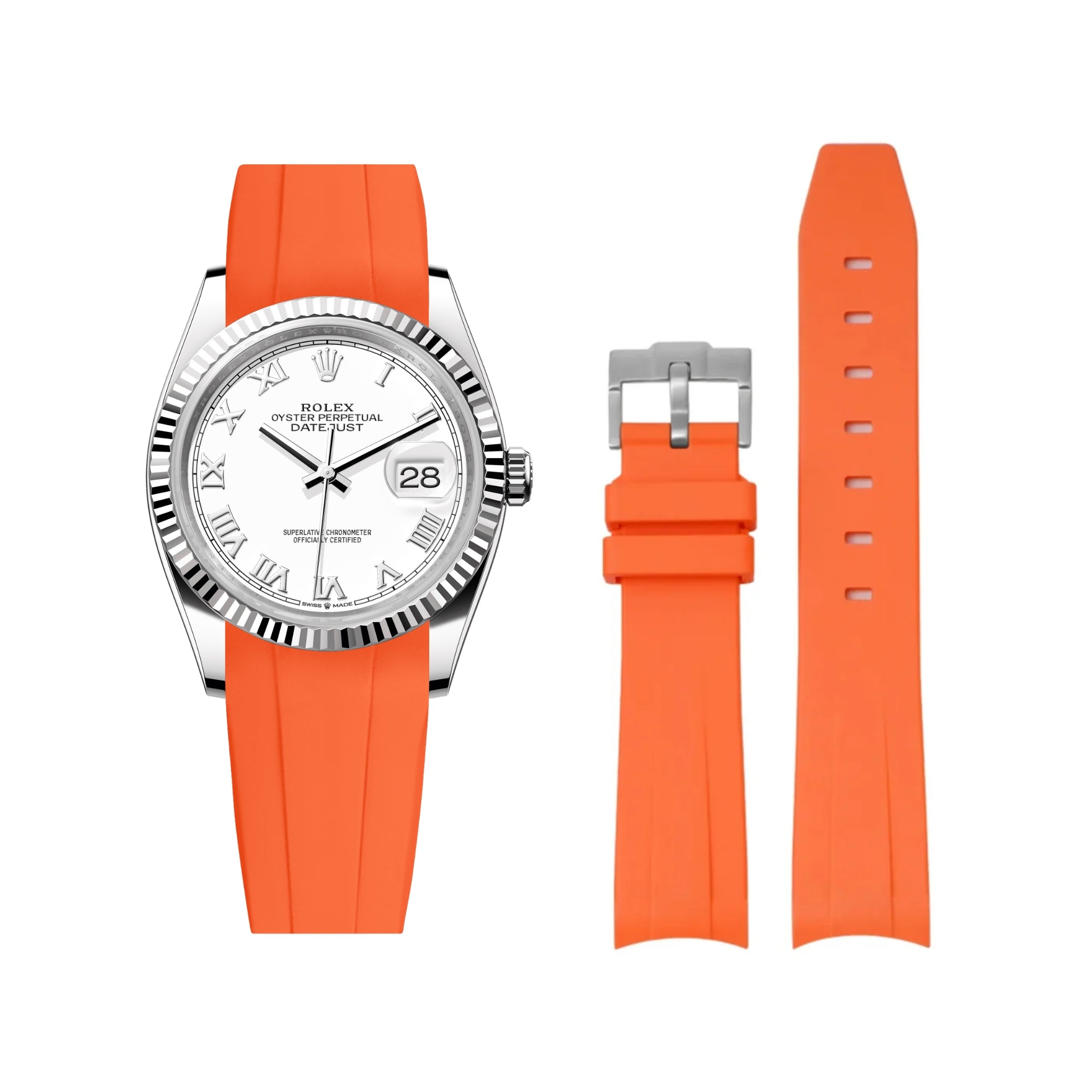 Kautschukarmband für Rolex Datejust 36 – Orange - Helvetus DE