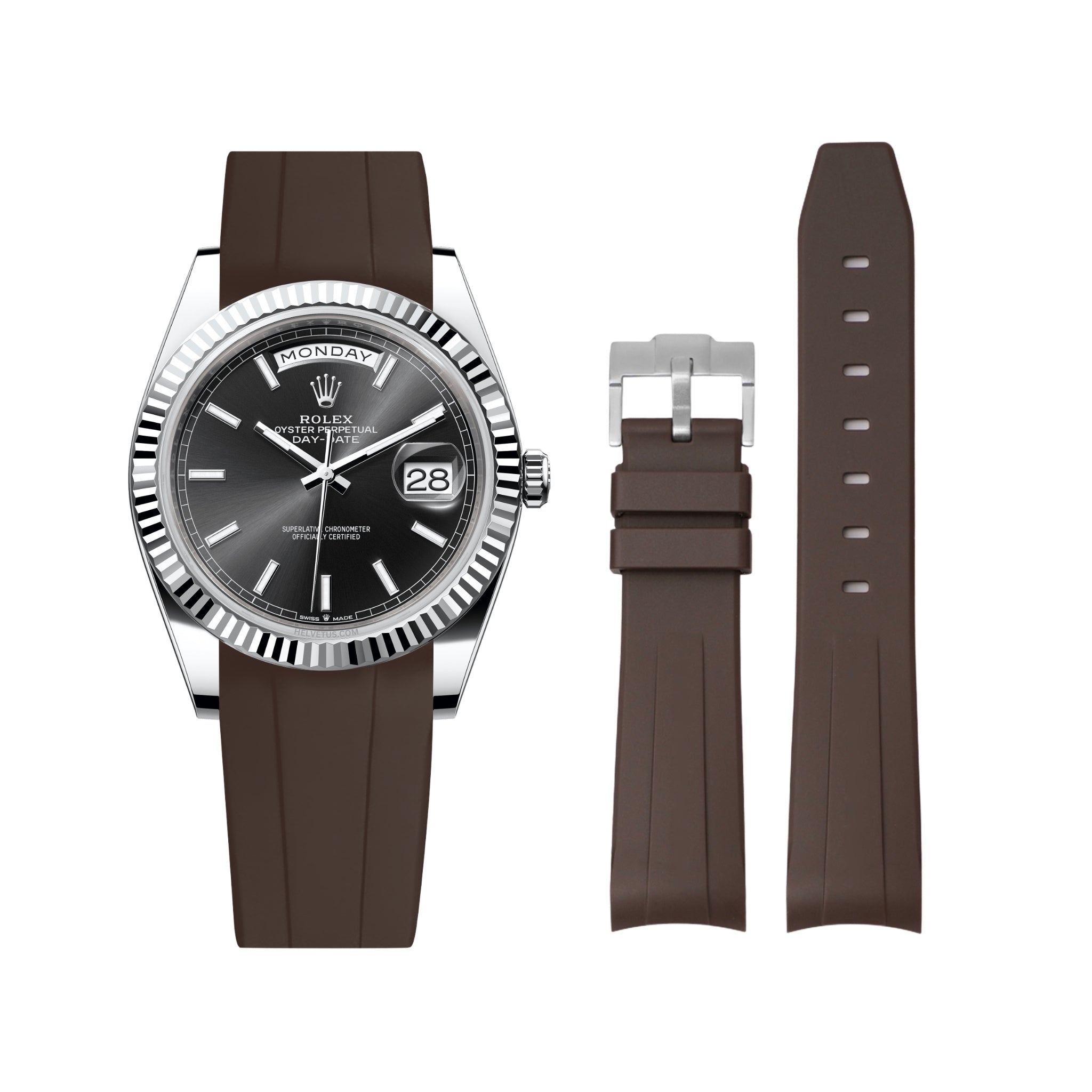 Kautschukarmband für Rolex Day - Date 40mm – Braun - Helvetus DE