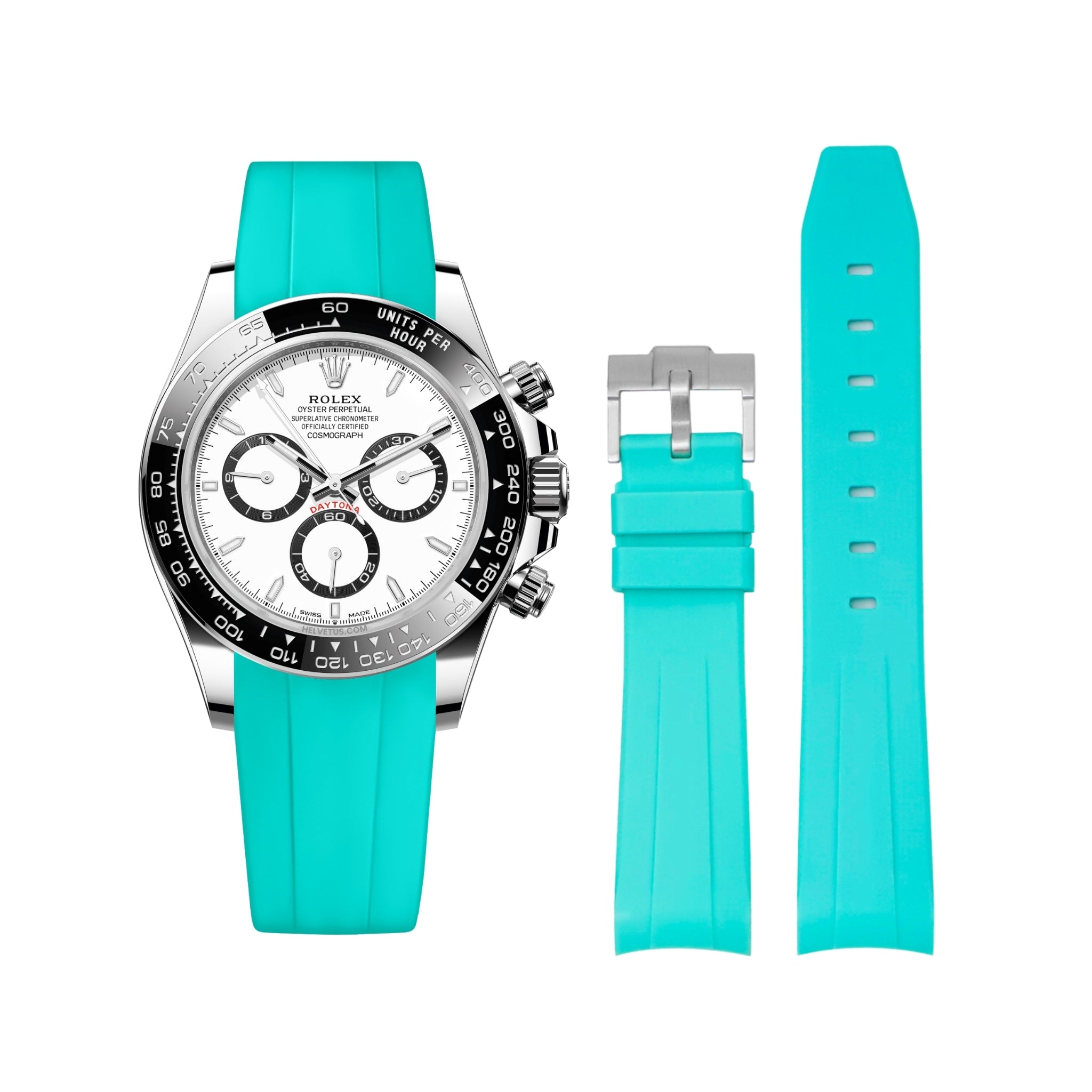Kautschukarmband – für Rolex Daytona – Türkis - Helvetus DE