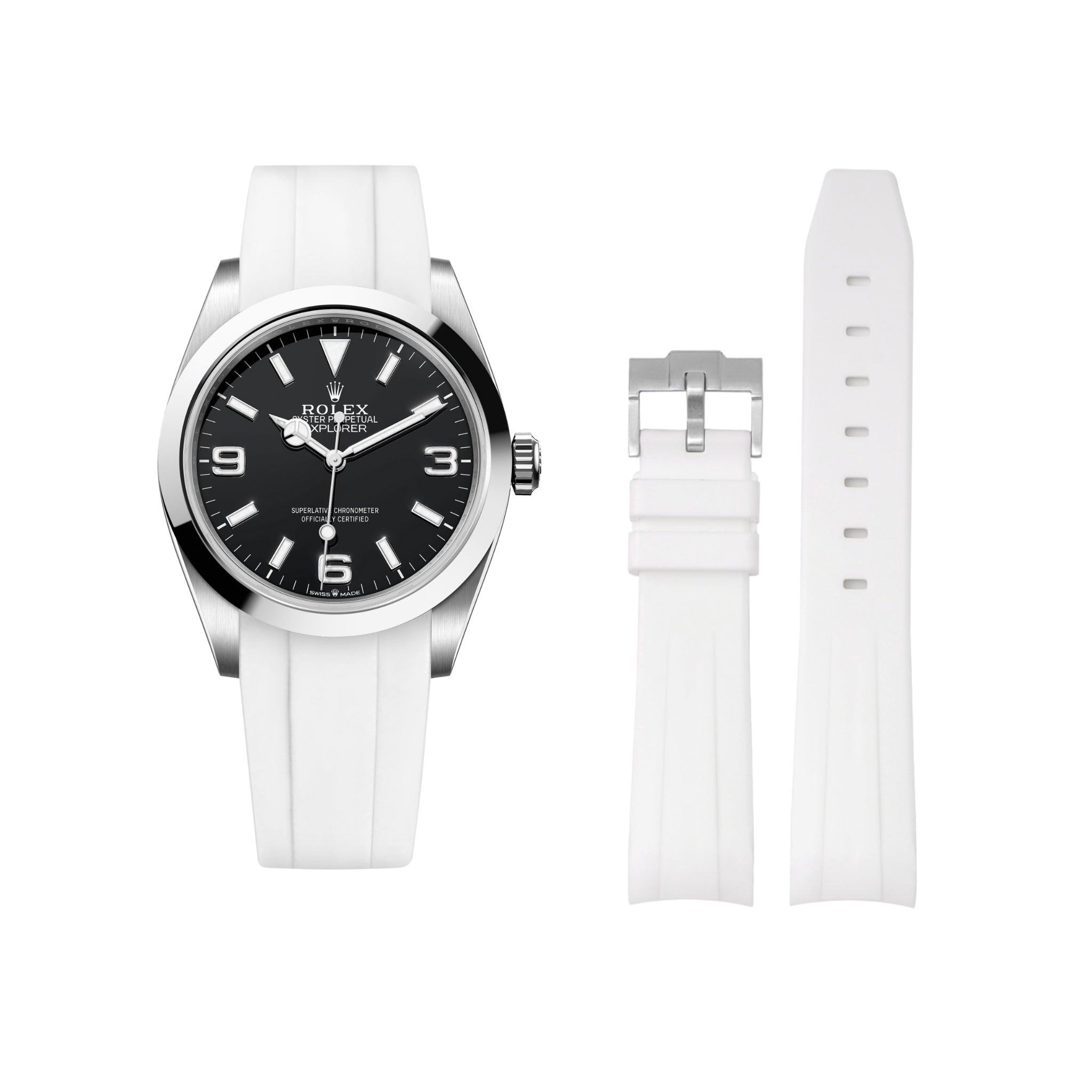 Kautschukarmband für Rolex Explorer I – Weiss - Helvetus DE