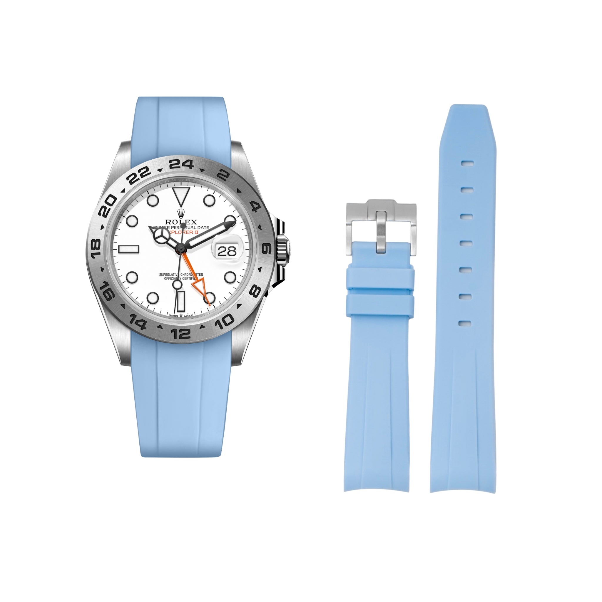Kautschukarmband für Rolex Explorer II – Baby Blau - Helvetus DE