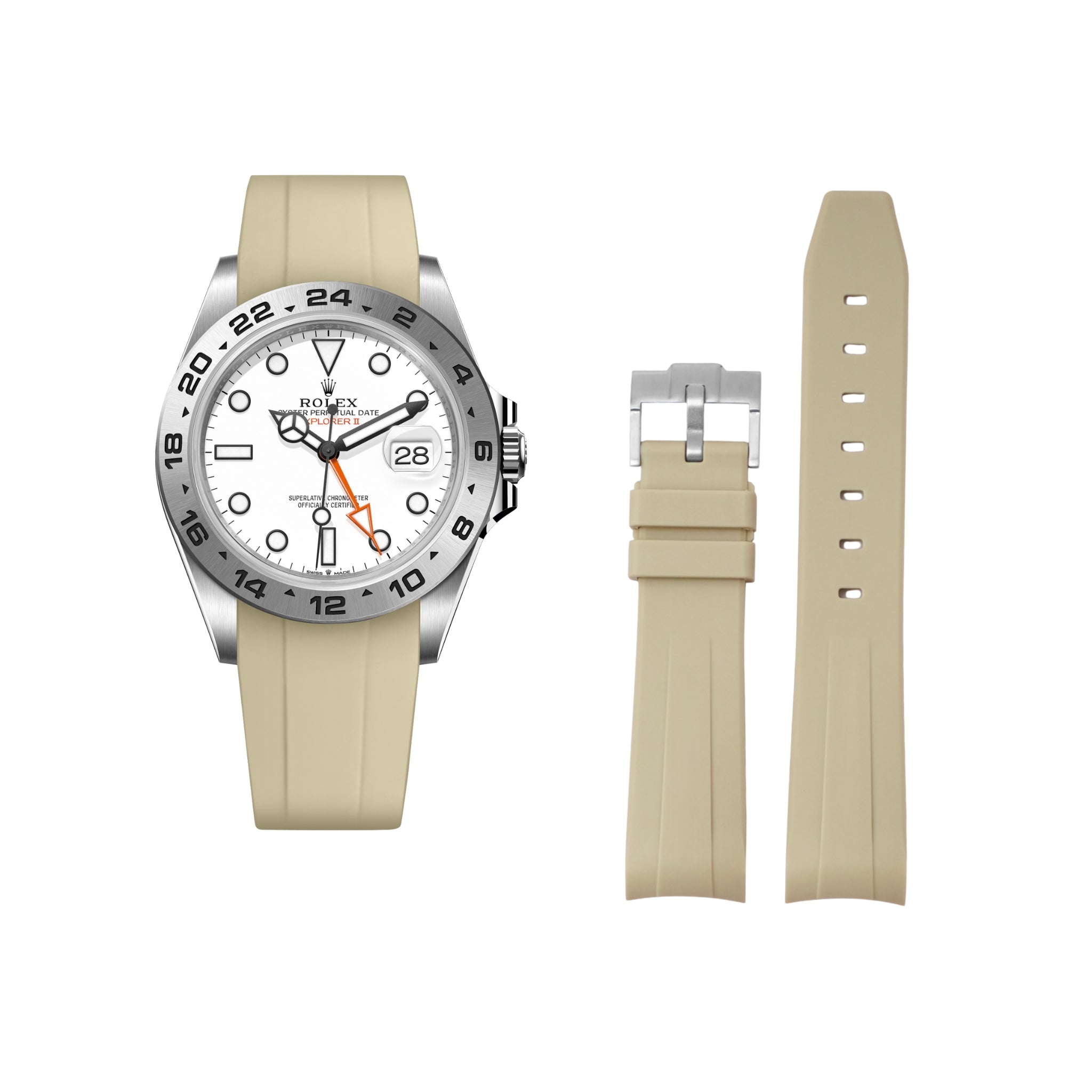 Kautschukarmband für Rolex Explorer II – Beige - Helvetus DE
