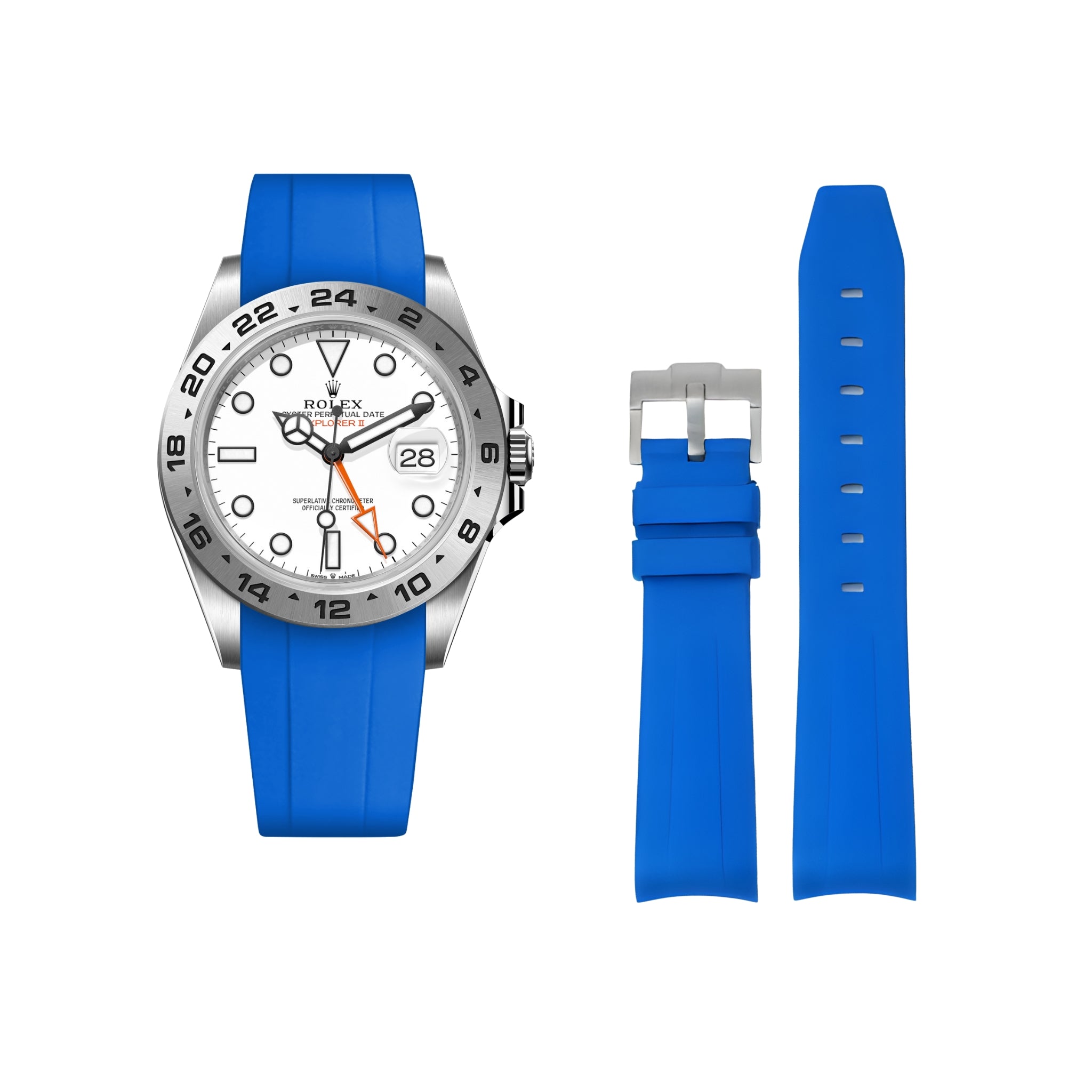 Kautschukarmband für Rolex Explorer II – Blau - Helvetus DE