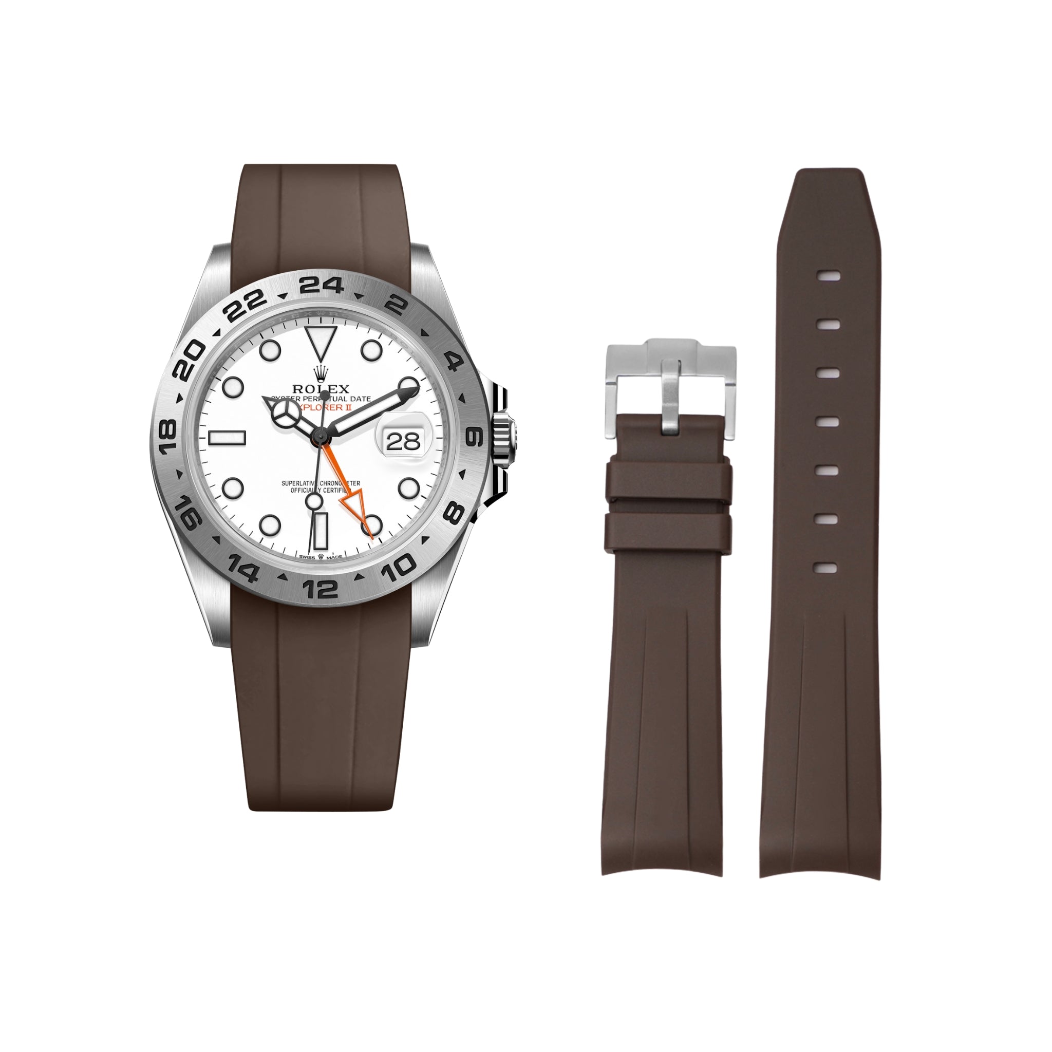 Kautschukarmband für Rolex Explorer II – Braun - Helvetus DE