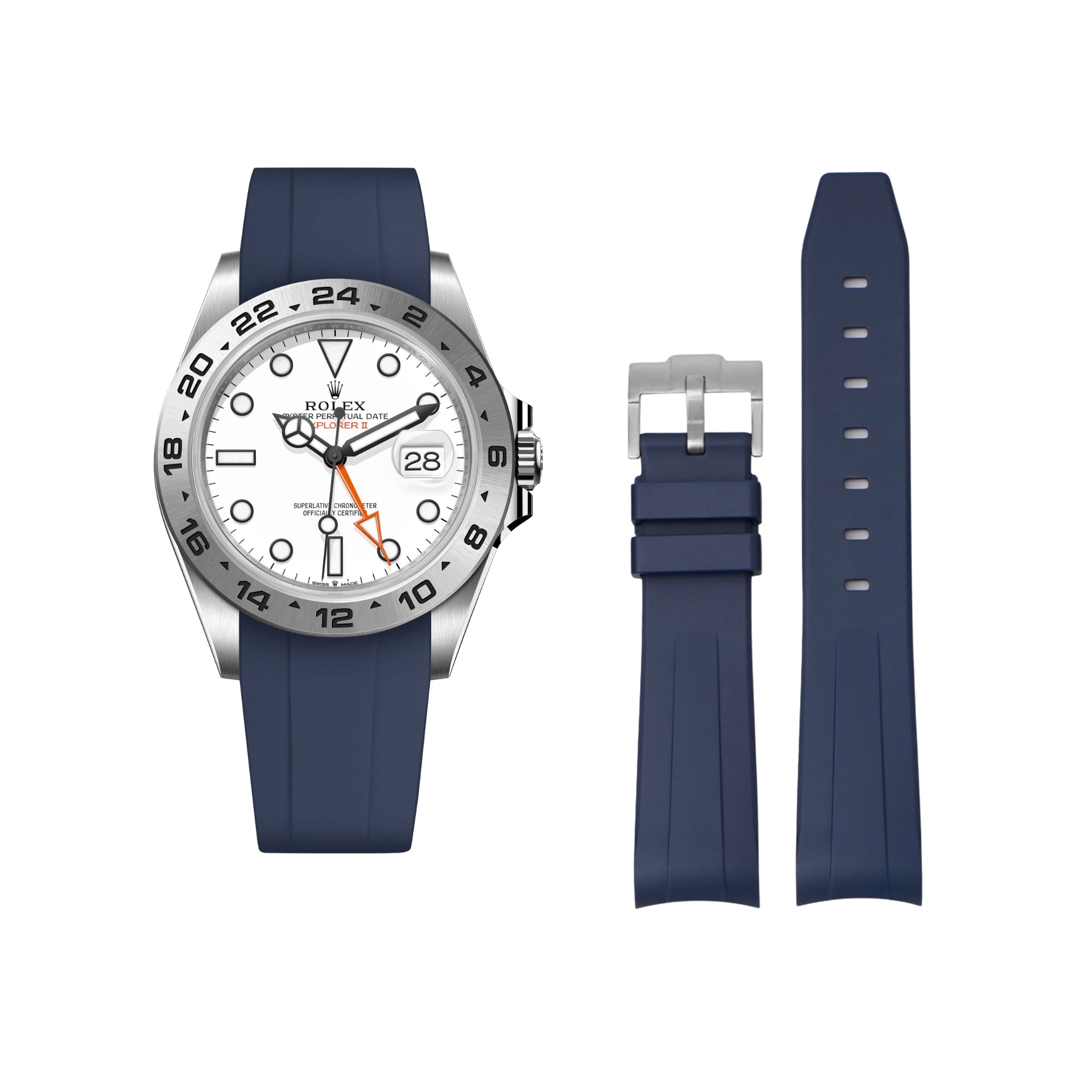 Kautschukarmband für Rolex Explorer II – Dunkel Blau - Helvetus DE