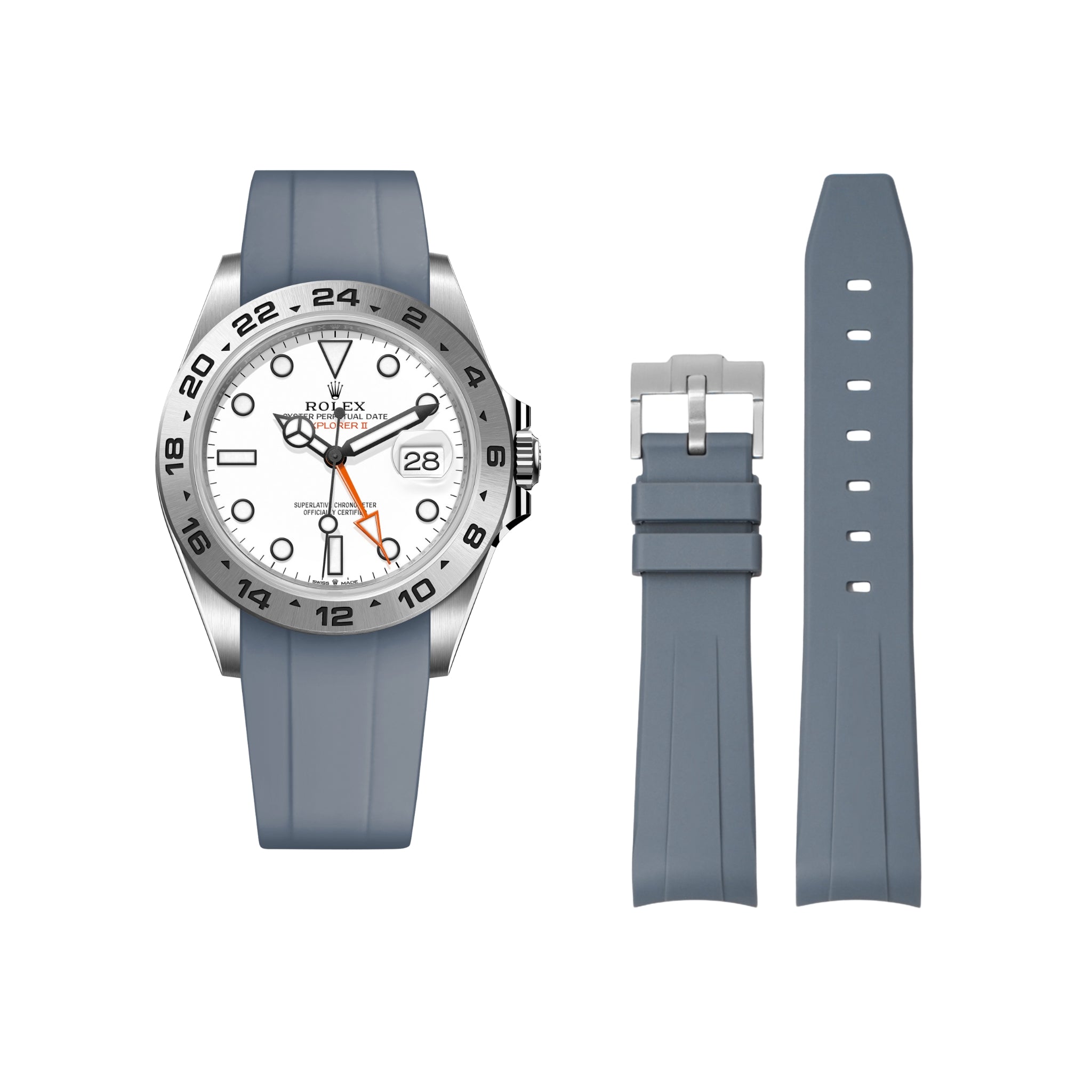 Kautschukarmband für Rolex Explorer II – Grau - Helvetus DE