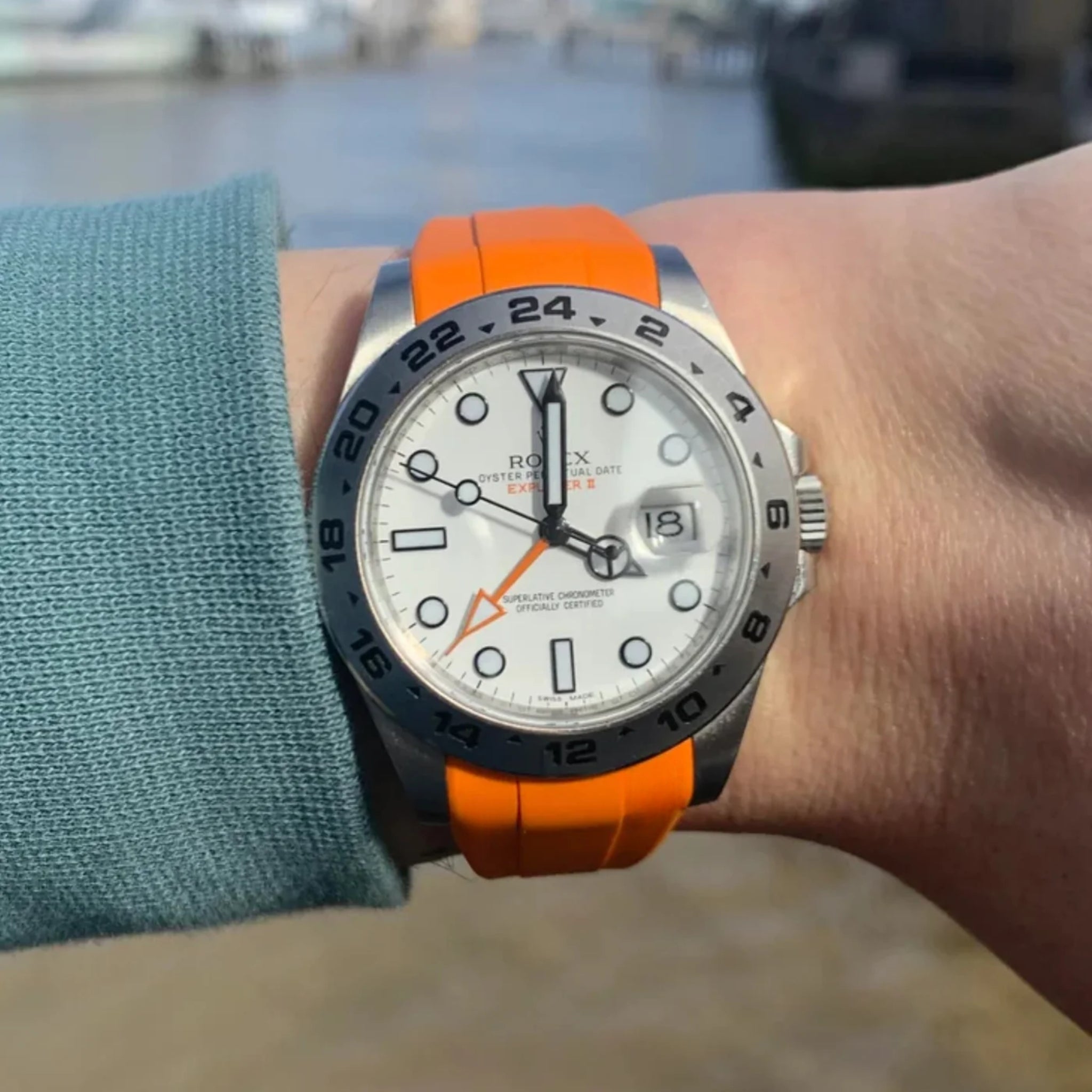 Kautschukarmband für Rolex Explorer II – Orange - Helvetus DE
