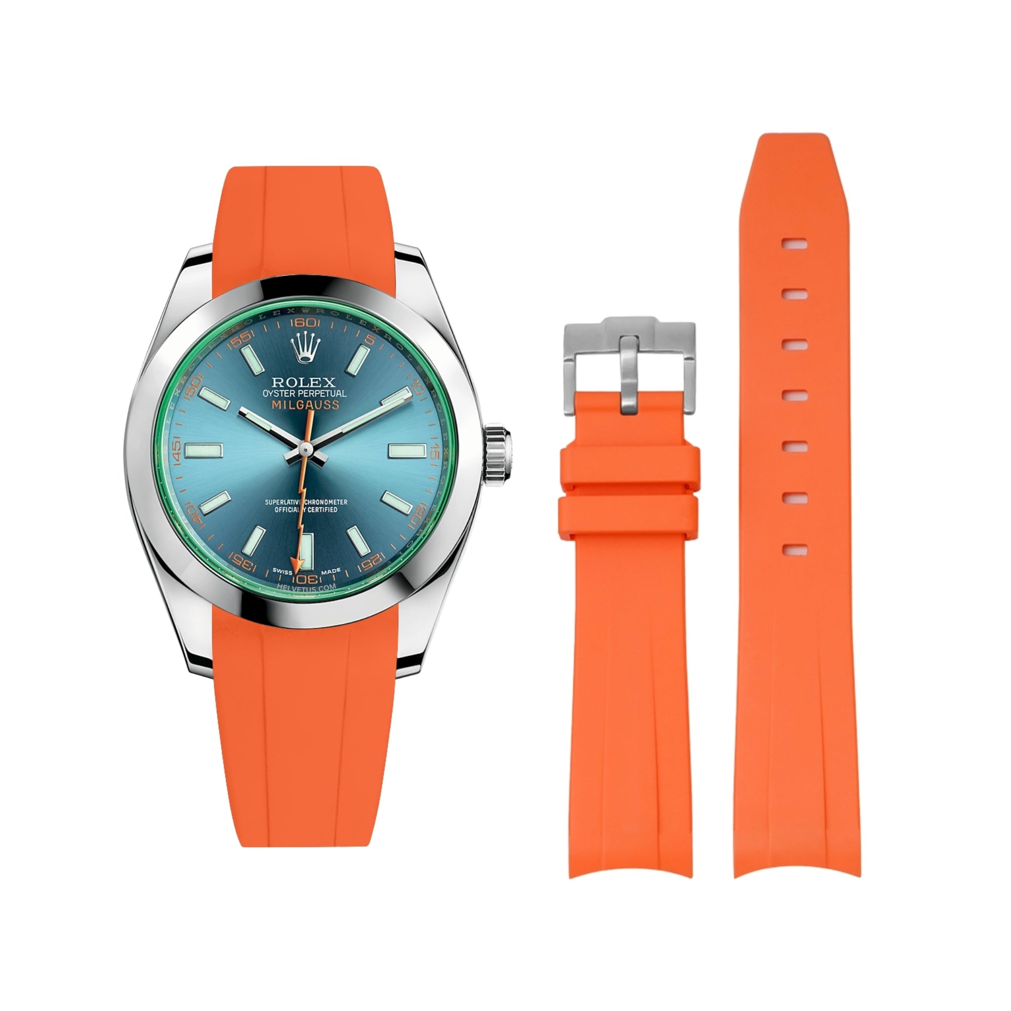 Kautschukarmband für Rolex Milgauss in Orange - Helvetus DE