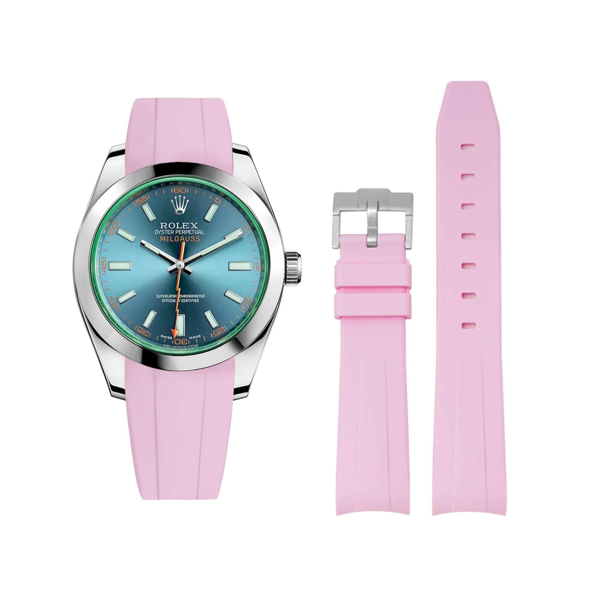 Kautschukarmband für Rolex Milgauss in Pink - Helvetus DE