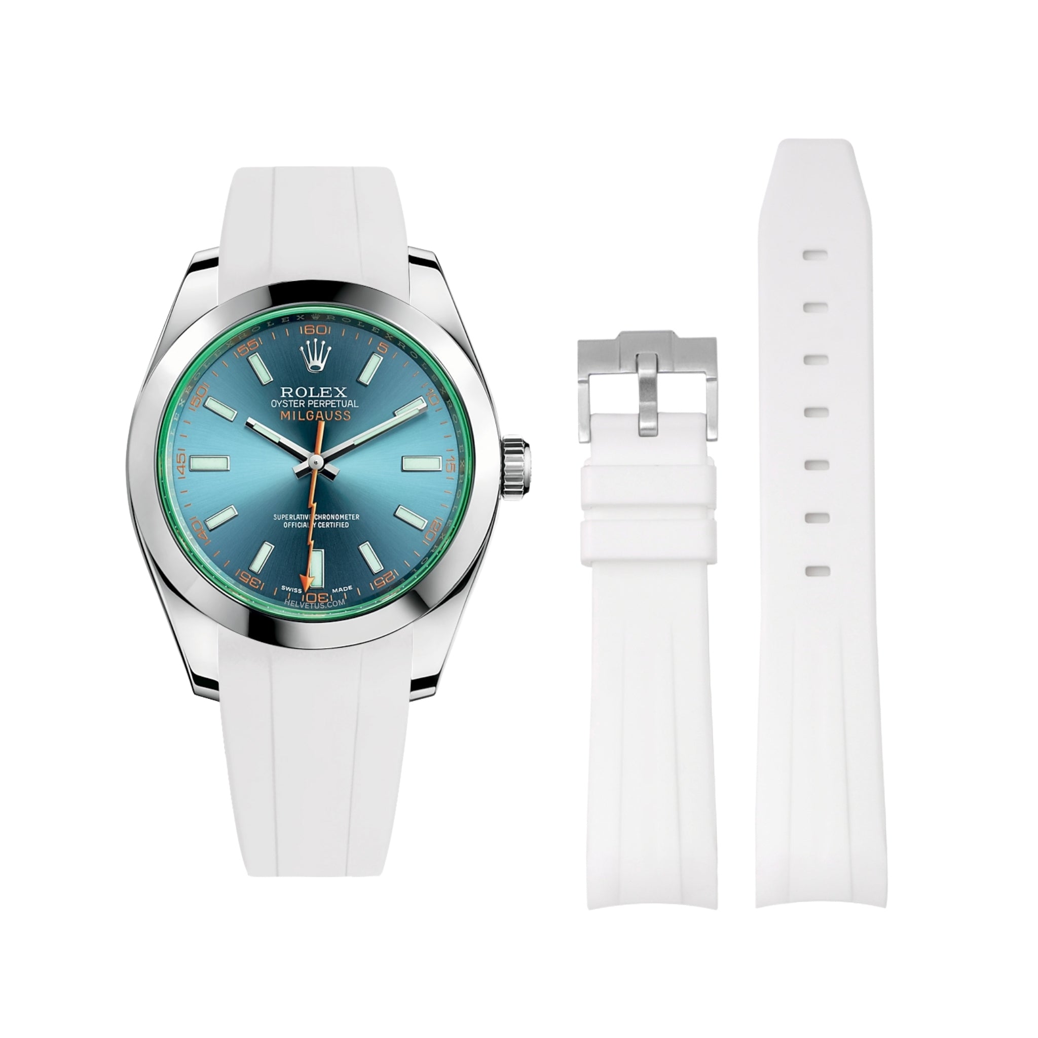 Kautschukarmband für Rolex Milgauss in Weiss - Helvetus DE
