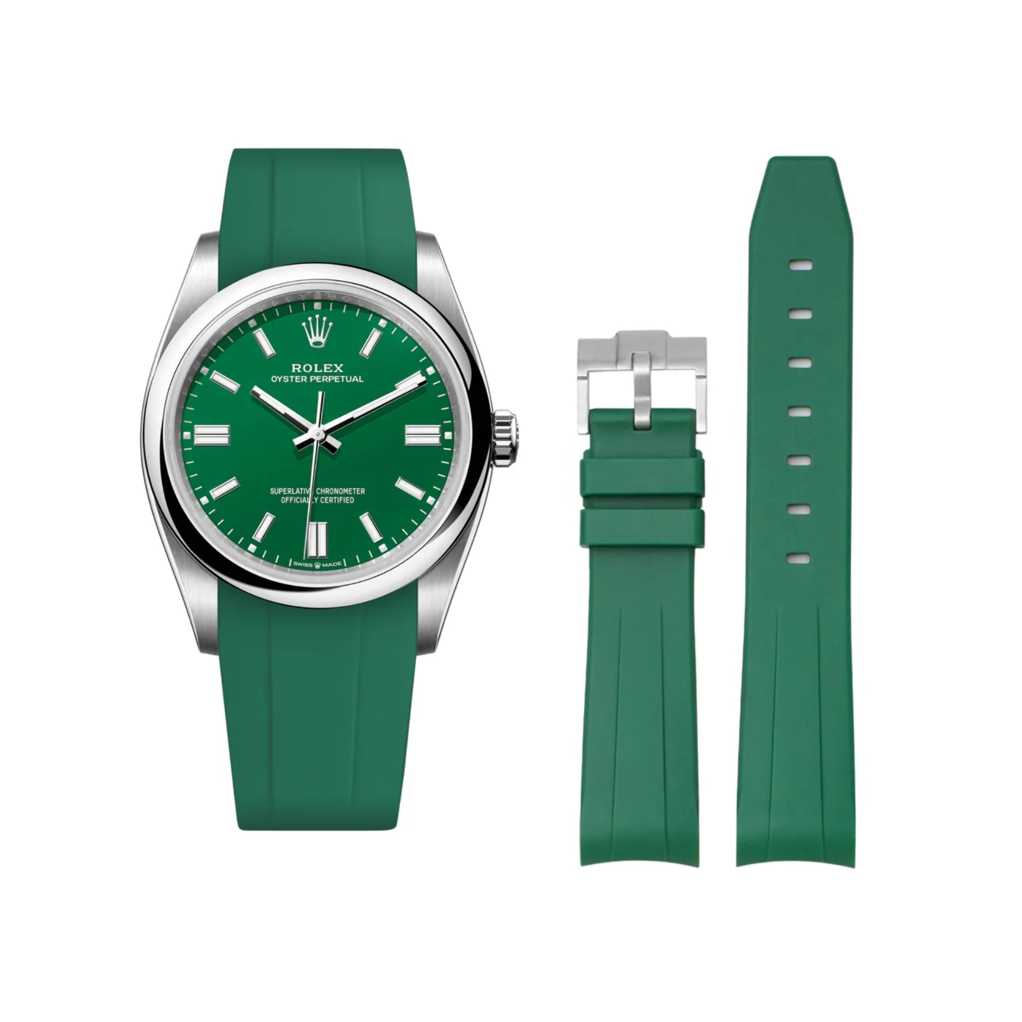 Kautschukarmband für Rolex Oyster Perpetual 36mm – Grün - Helvetus DE
