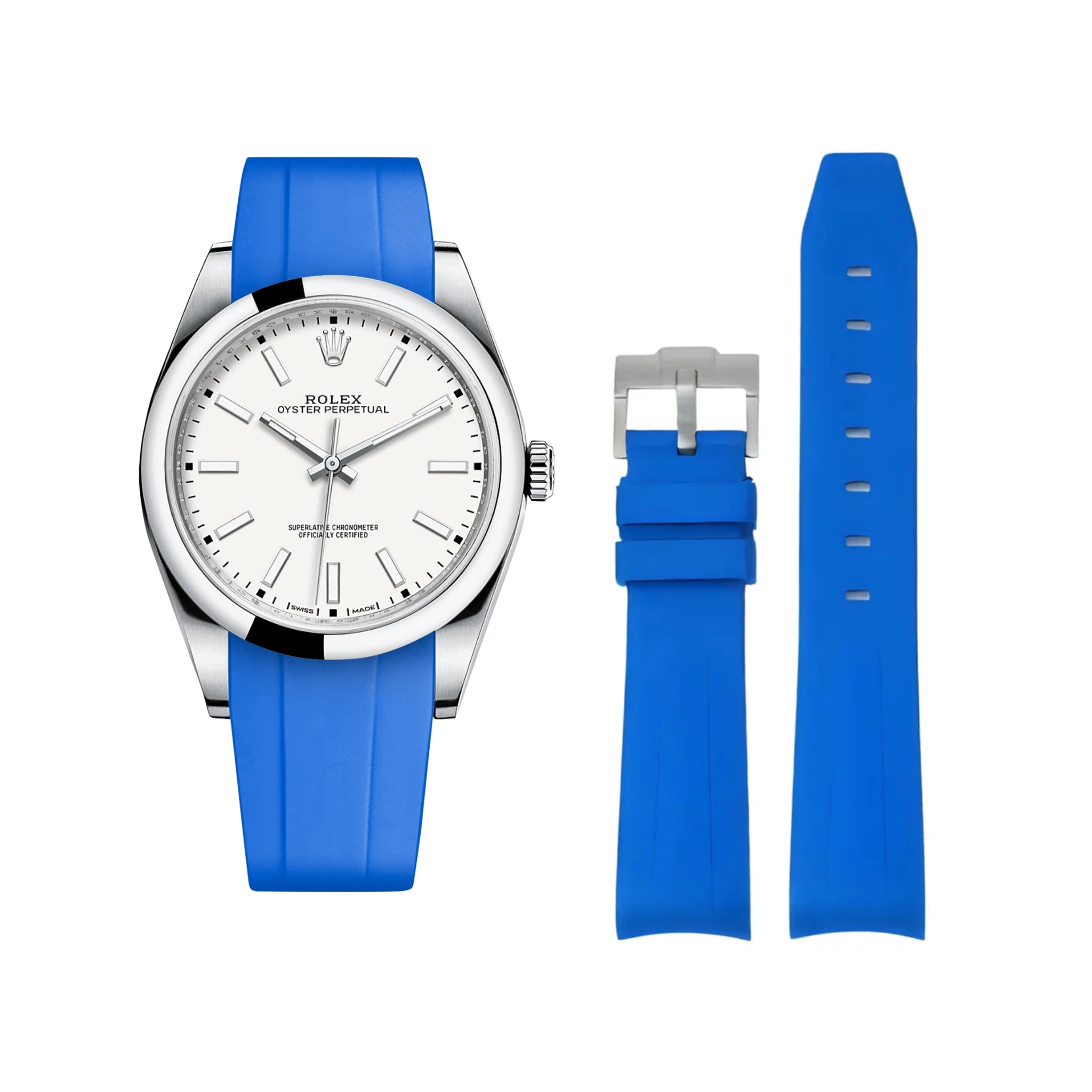 Kautschukarmband für Rolex Oyster Perpetual 39mm – Blau - Helvetus DE