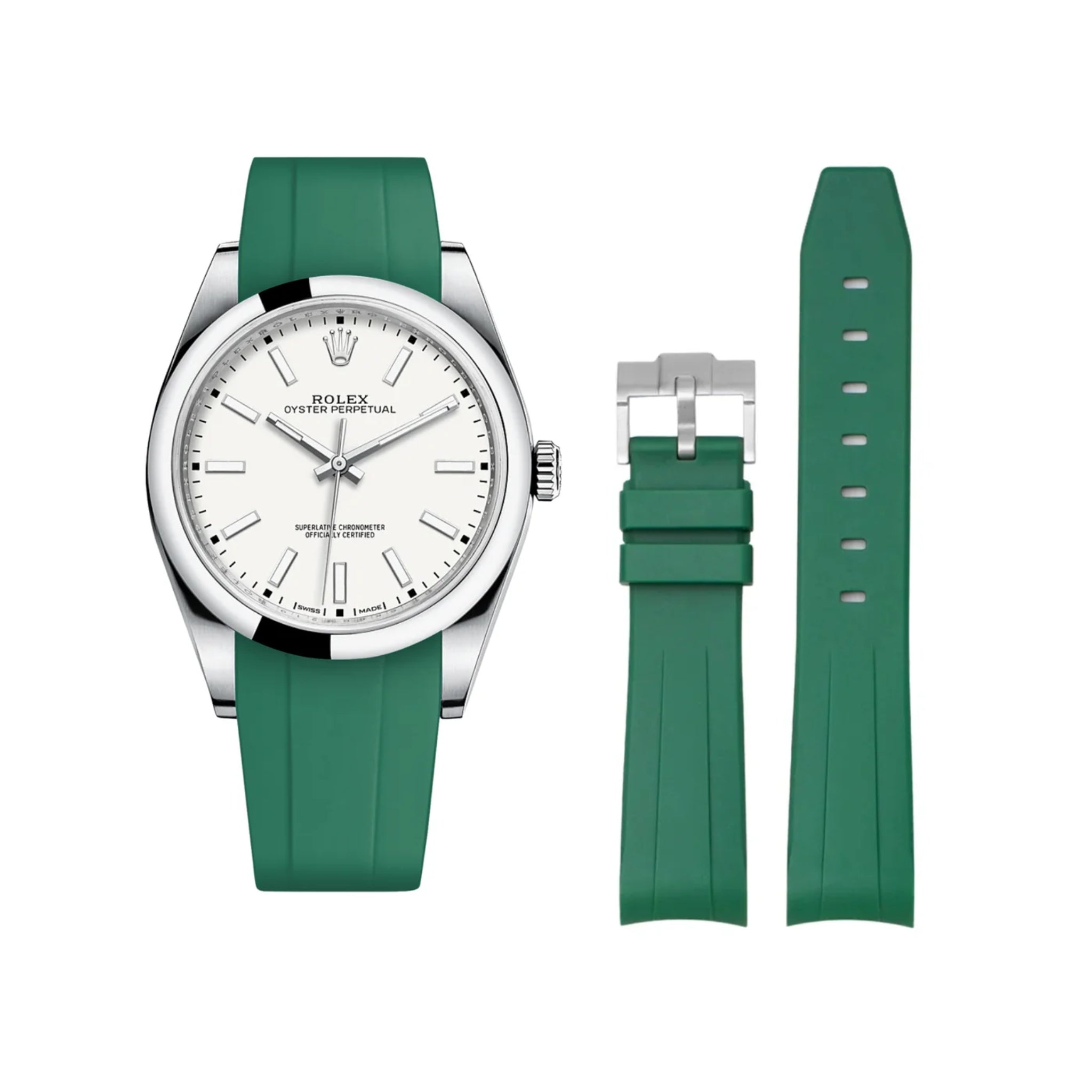 Kautschukarmband für Rolex Oyster Perpetual 39mm – Grün - Helvetus DE