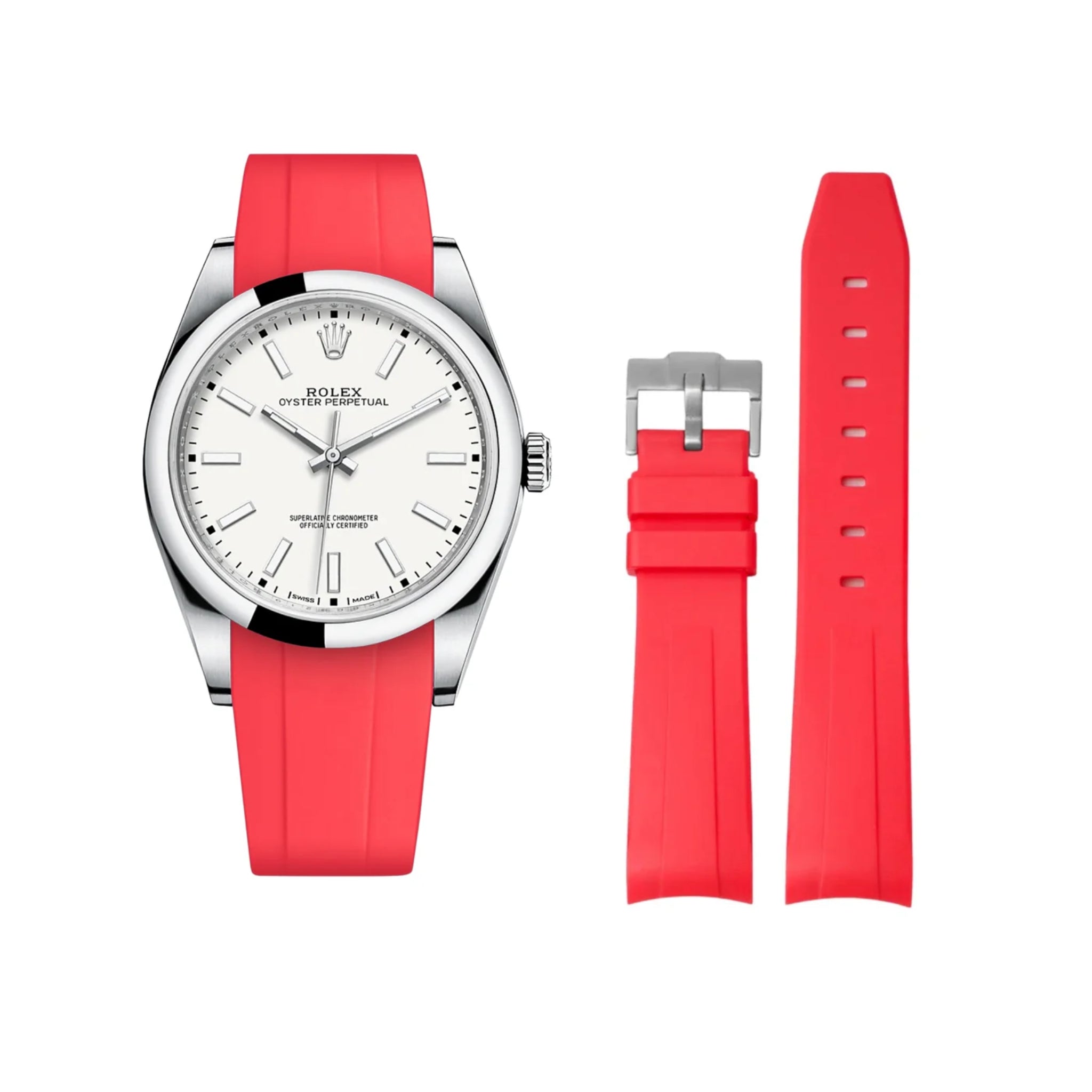 Kautschukarmband für Rolex Oyster Perpetual 39mm – Rot - Helvetus DE