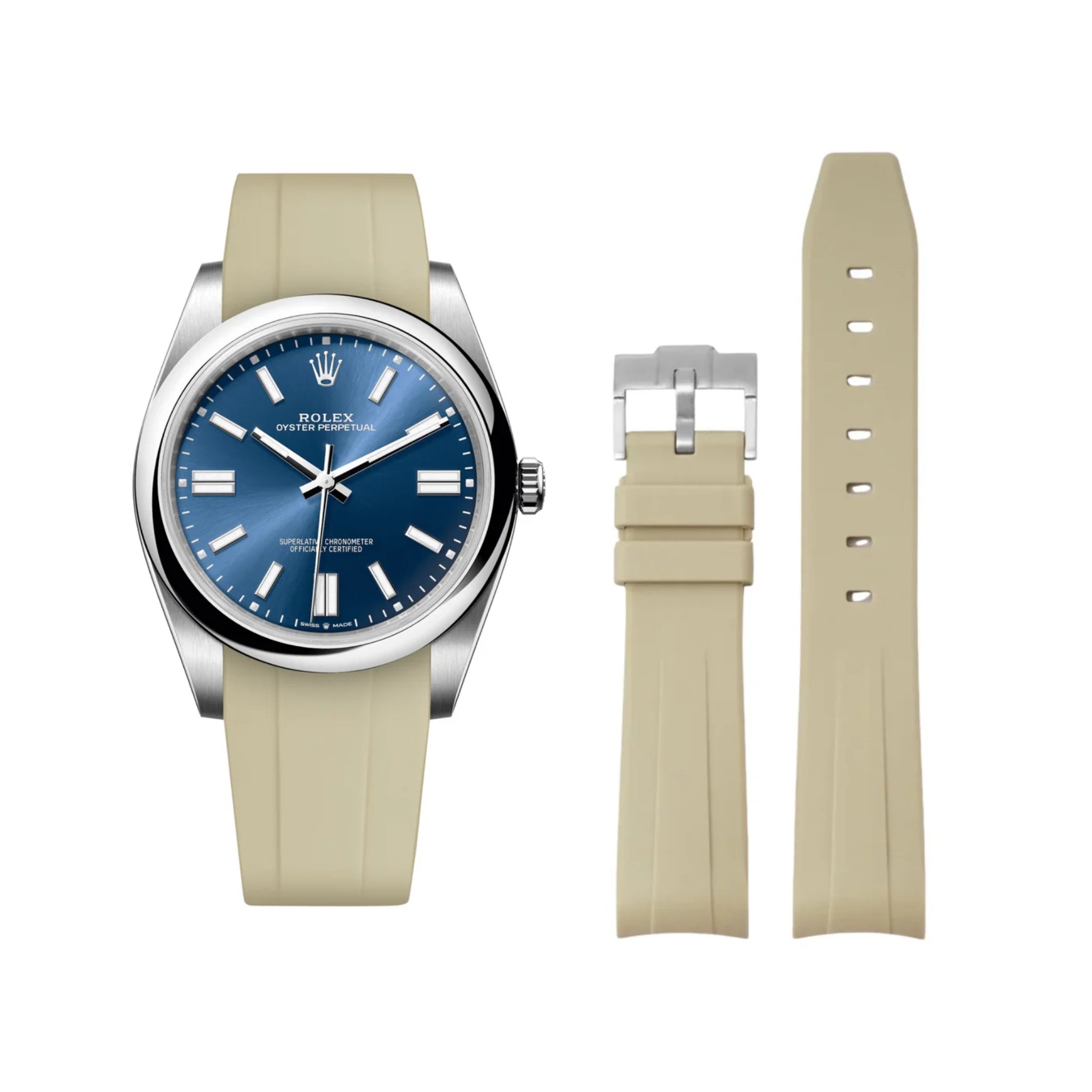 Kautschukarmband für Rolex Oyster Perpetual 41mm – Beige - Helvetus DE