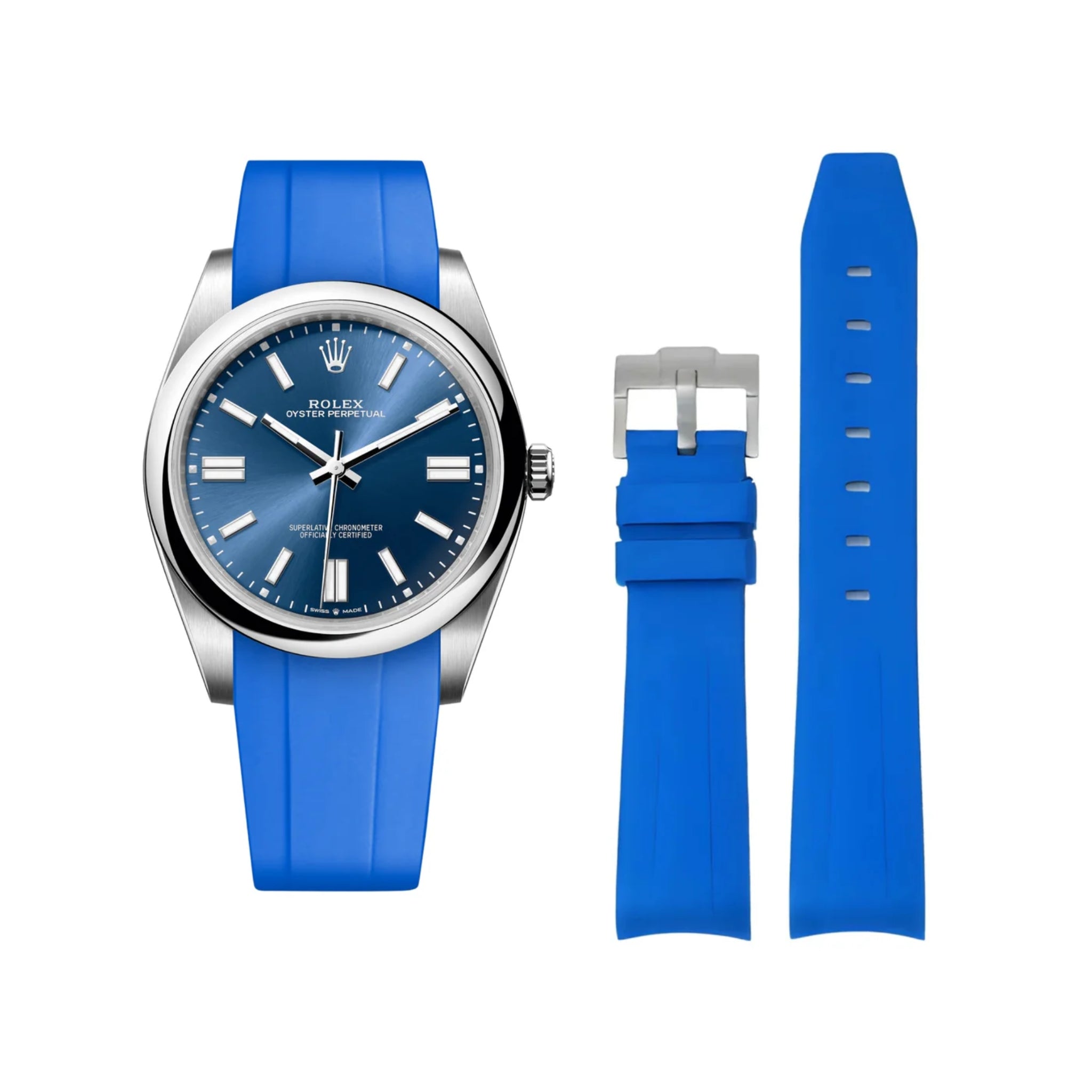Kautschukarmband für Rolex Oyster Perpetual 41mm – Blau - Helvetus DE