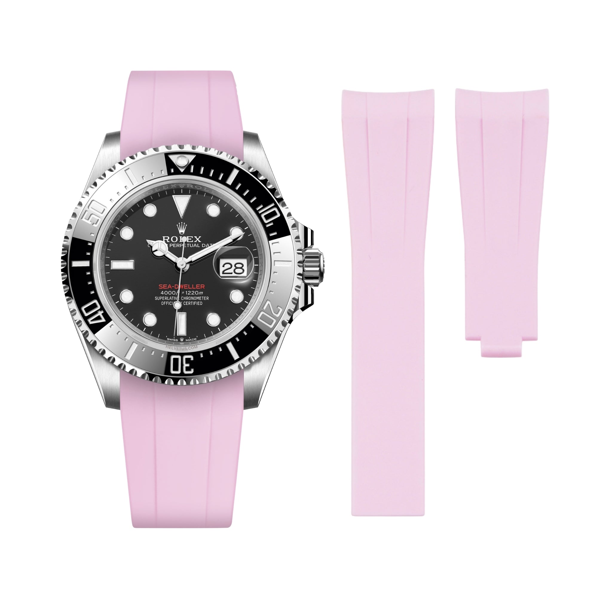 Kautschukarmband für Rolex Sea - Dweller – Pink - Helvetus DE