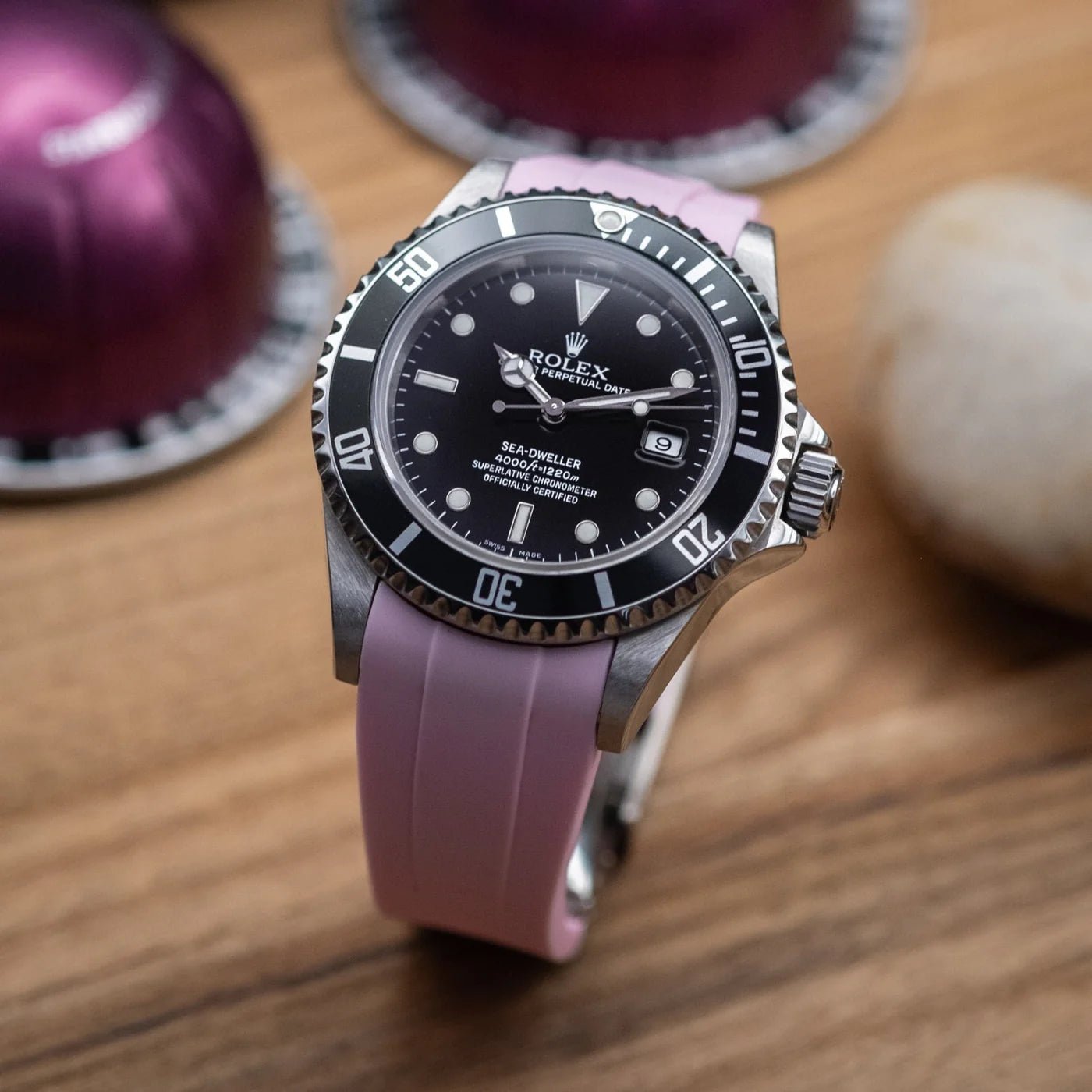 Kautschukarmband für Rolex Sea - Dweller – Pink - Helvetus DE