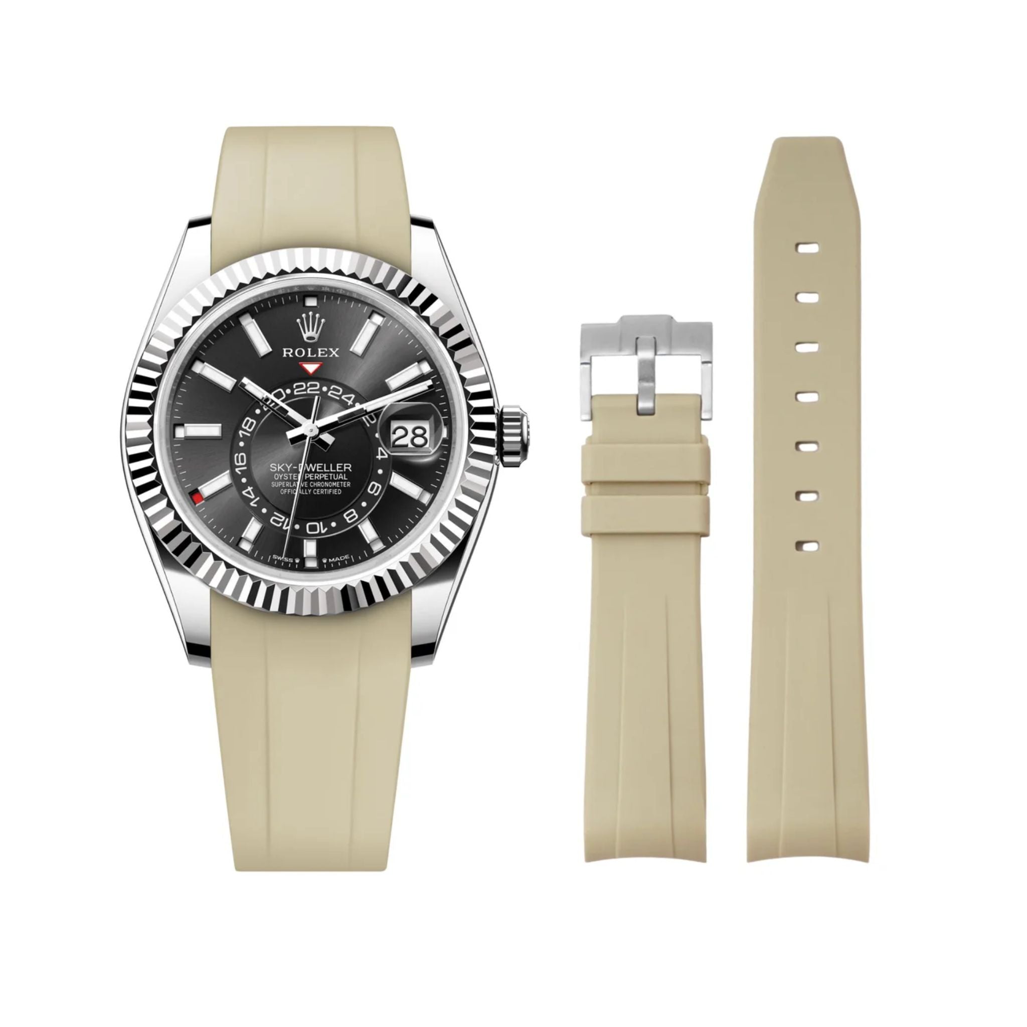 Kautschukarmband für Rolex Sky - Dweller – Beige - Helvetus DE