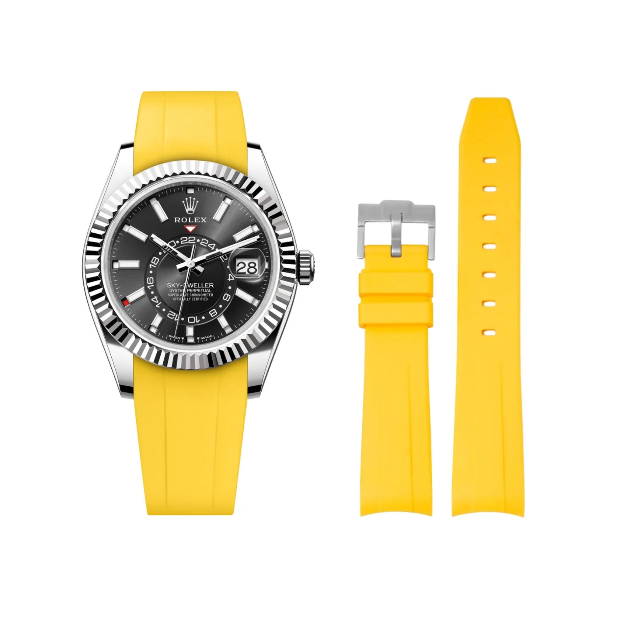 Kautschukarmband für Rolex Sky - Dweller – Gelb - Helvetus DE