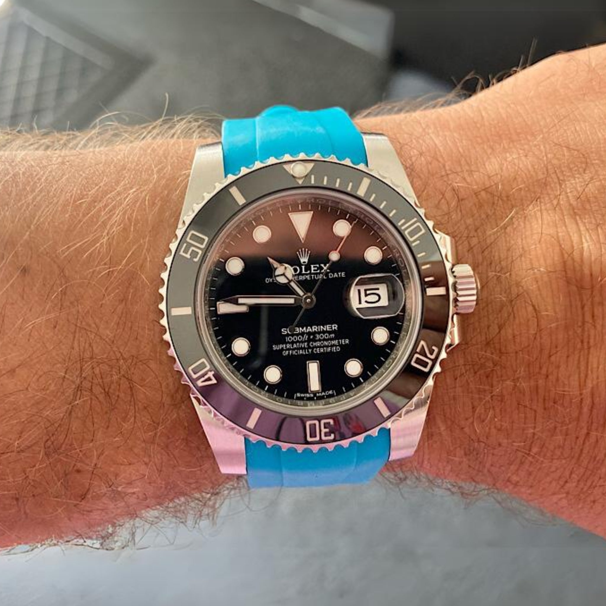 Kautschukarmband – für Rolex Submariner – Hell Blau - Helvetus DE
