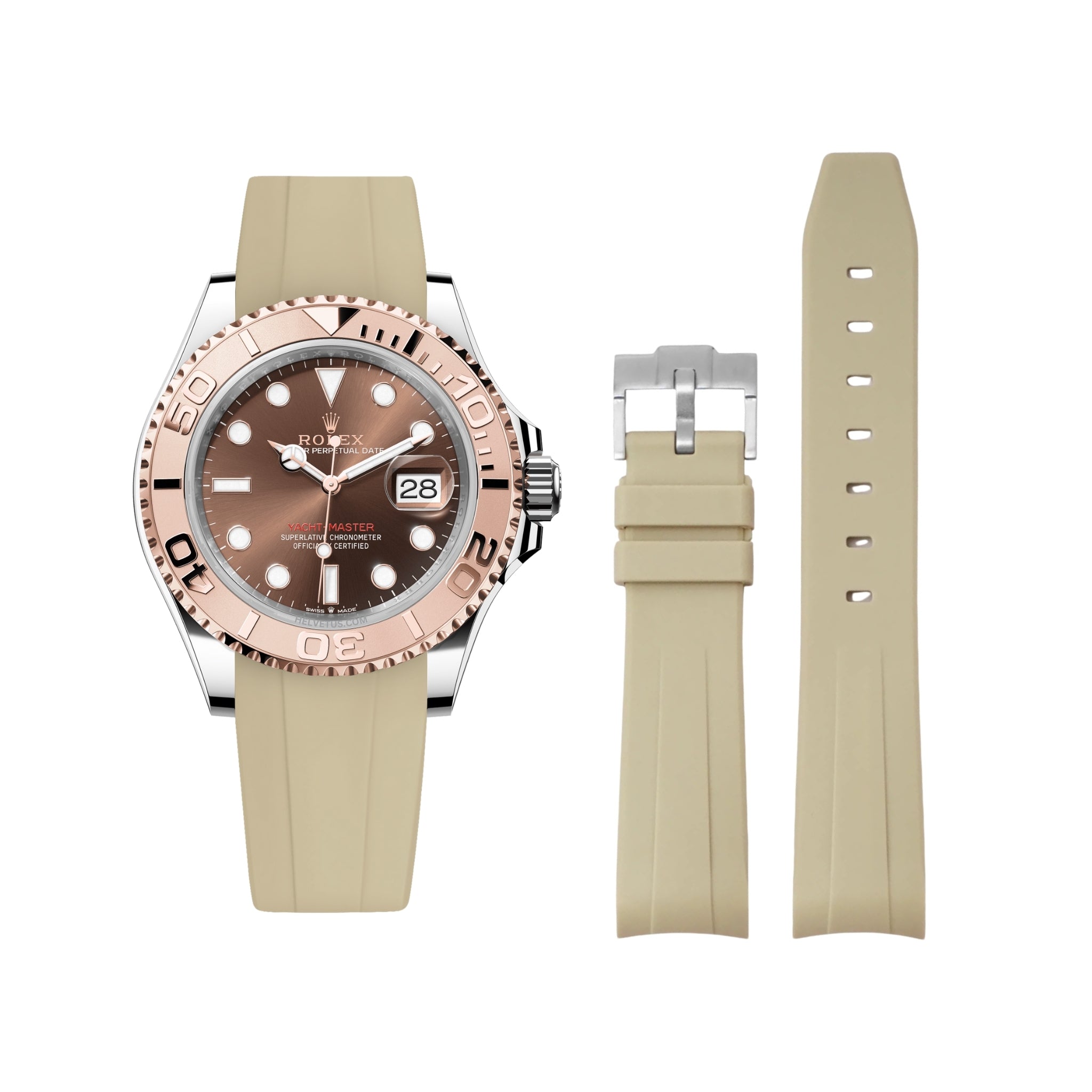 Kautschukarmband für Rolex Yacht - Master 40mm/42mm – Beige - Helvetus DE