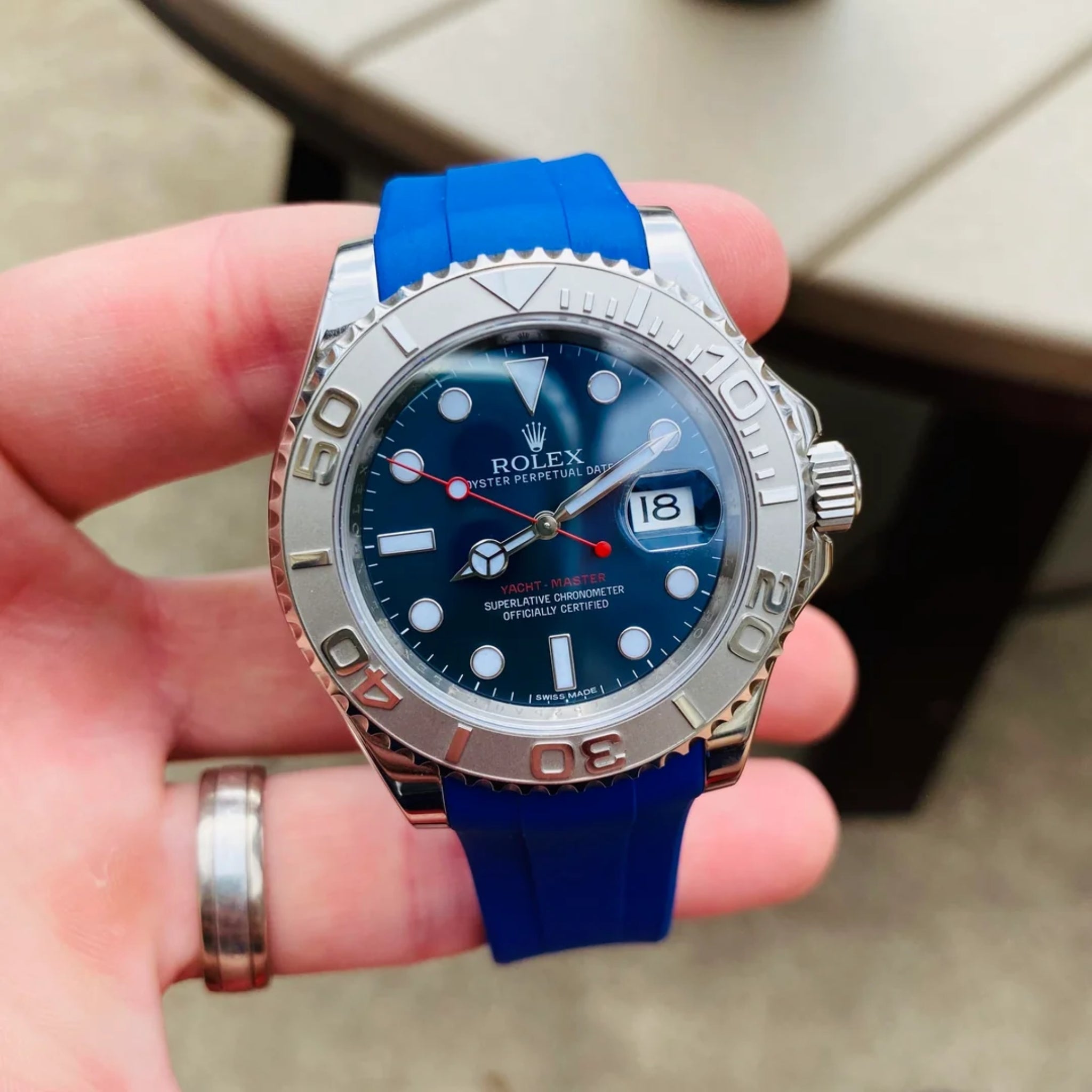 Kautschukarmband für Rolex Yacht - Master 40mm/42mm – Blau - Helvetus DE