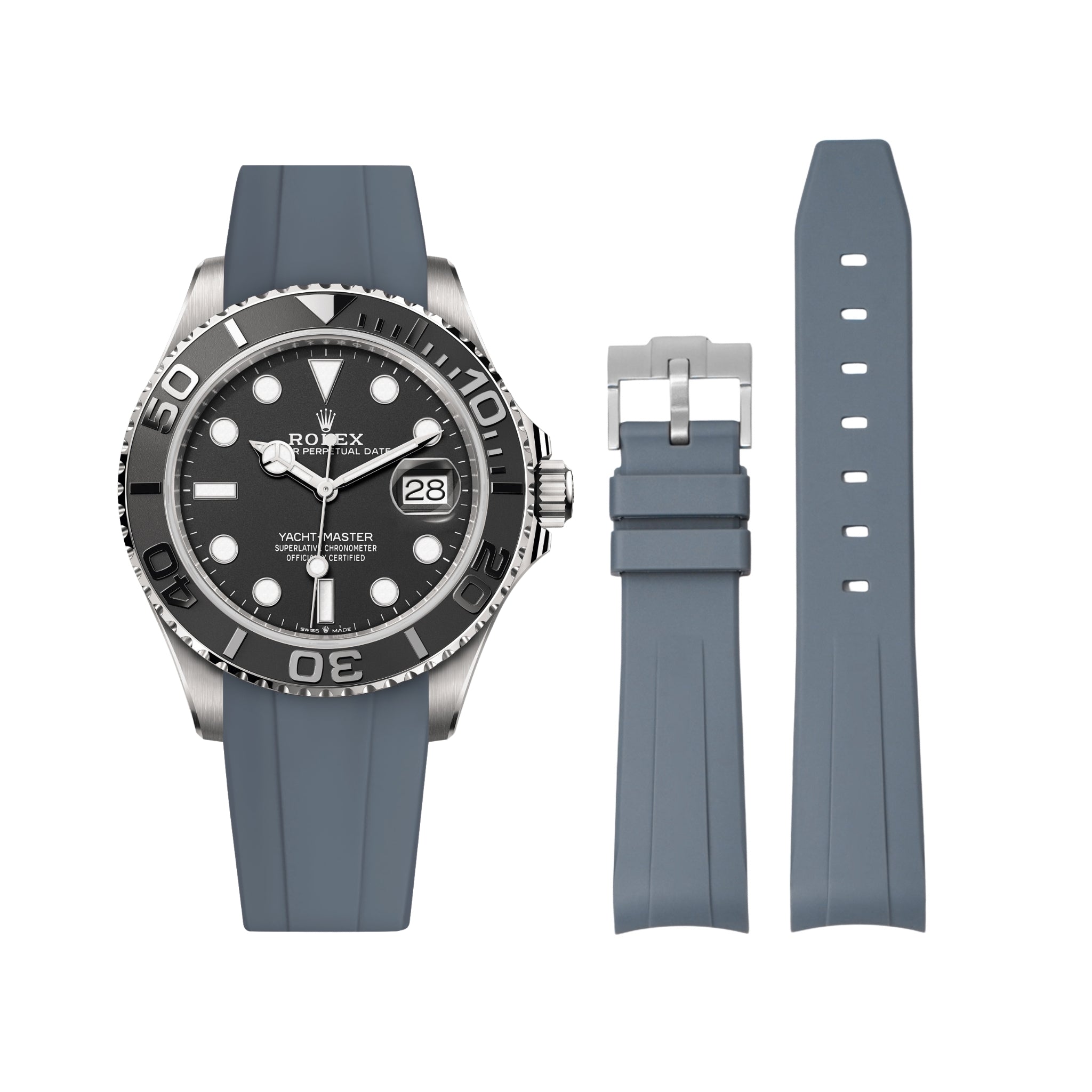 Kautschukarmband für Rolex Yacht - Master 40mm/42mm – Grau - Helvetus DE
