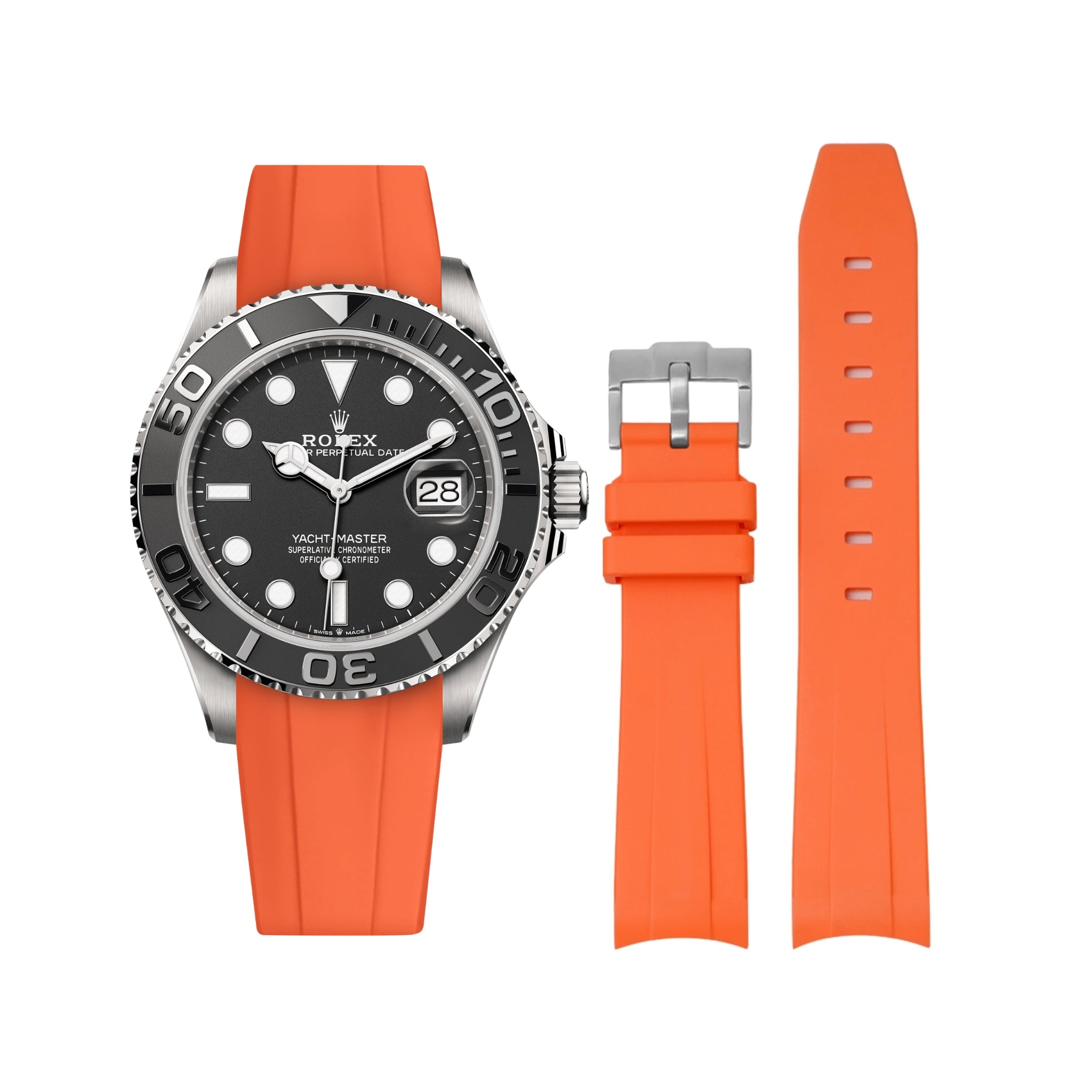 Kautschukarmband für Rolex Yacht - Master 40mm/42mm – Orange - Helvetus DE