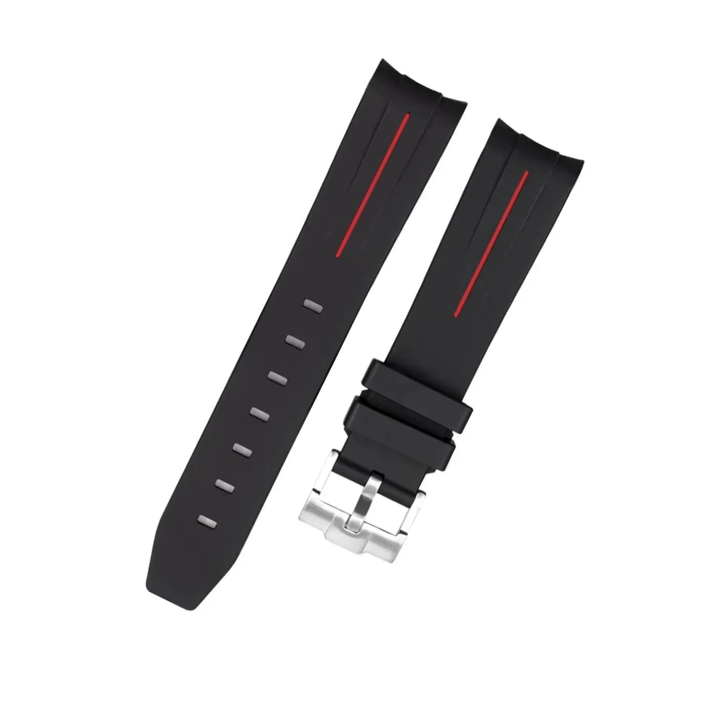 Kautschukarmband für Rolex Yacht - Master 40mm/42mm – Schwarz/Rot Linie | LuxLine® - Helvetus DE