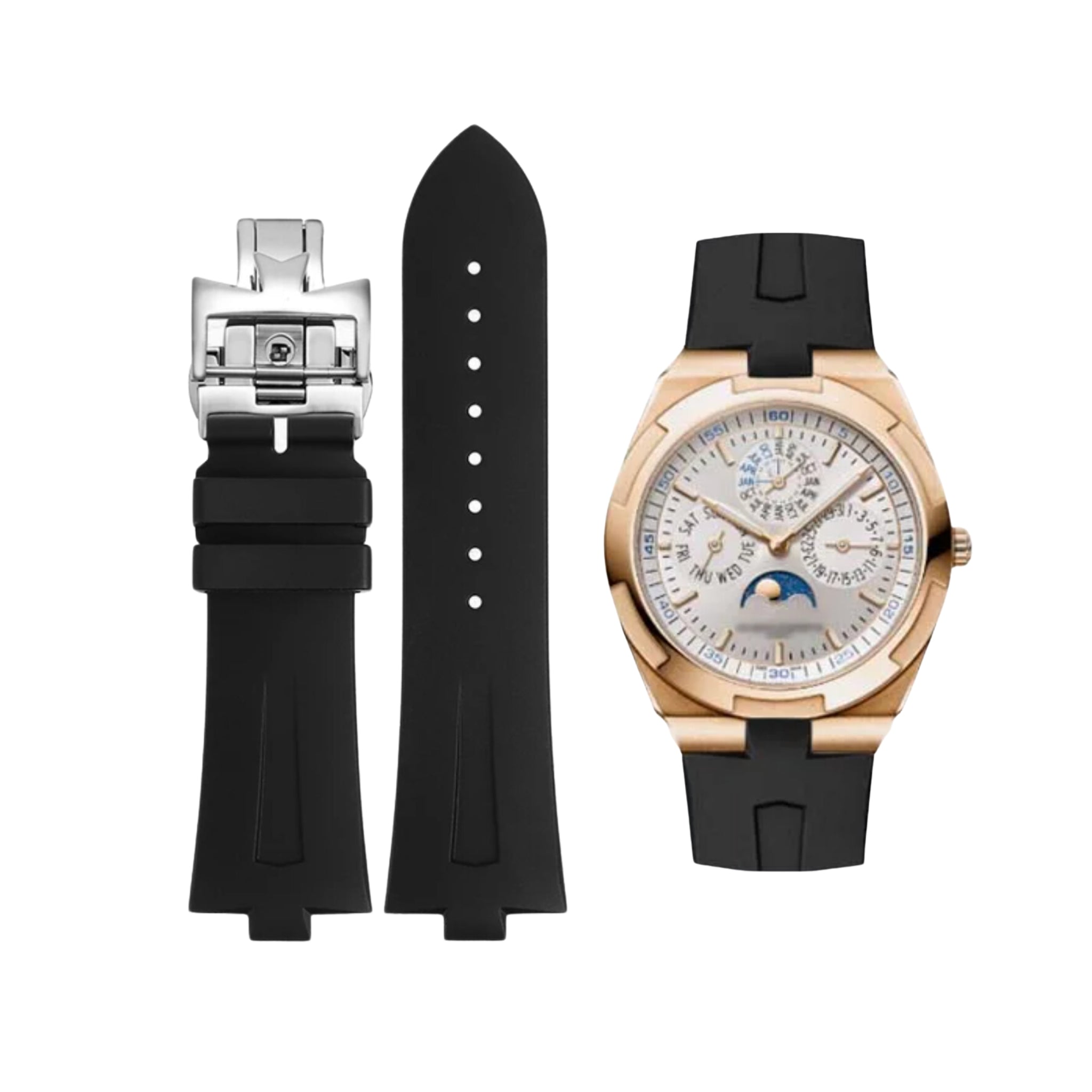 Kautschukarmband – für Vacheron Constantin Overseas 25mm – Schwarz - Helvetus DE