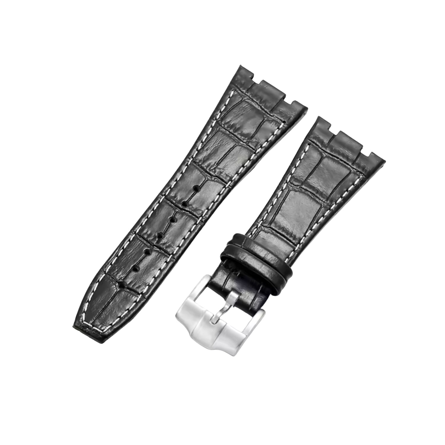 Krokodillederarmband – Für Audemars Piguet Royal Oak 41mm mm – Schwarz - Helvetus DE