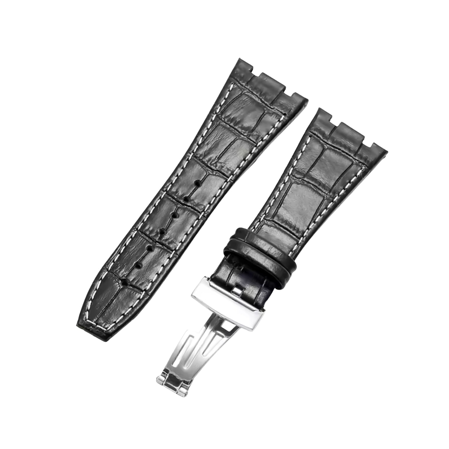 Krokodillederarmband – Für Audemars Piguet Royal Oak 41mm mm – Schwarz - Helvetus DE