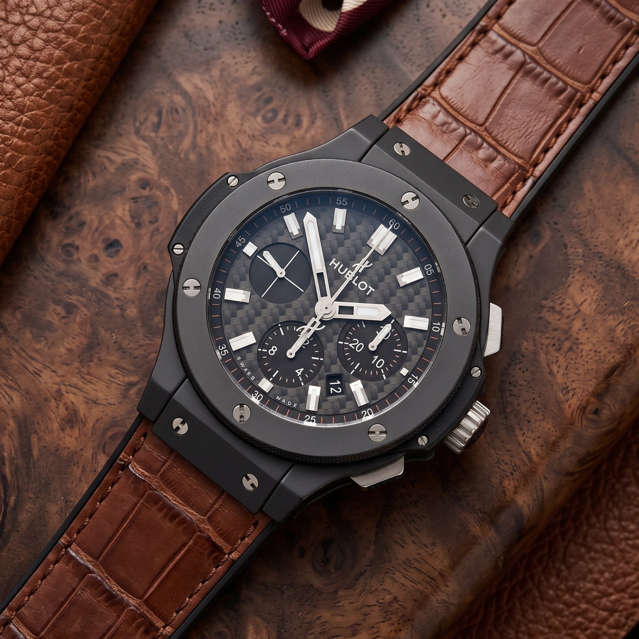 Leder Armband - Für Hublot Big Bang 44mm - Braun - Helvetus