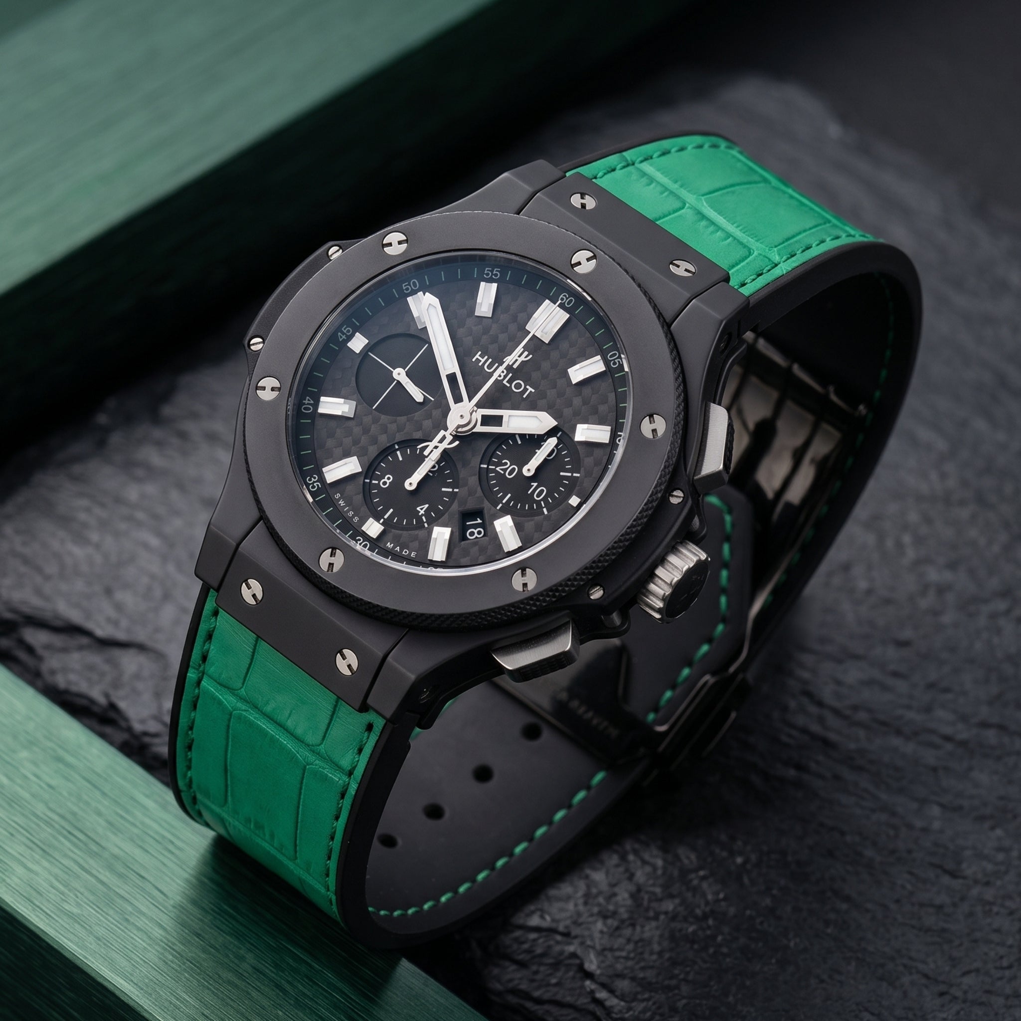 Leder Armband - Für Hublot Big Bang 44mm - Grün - Helvetus