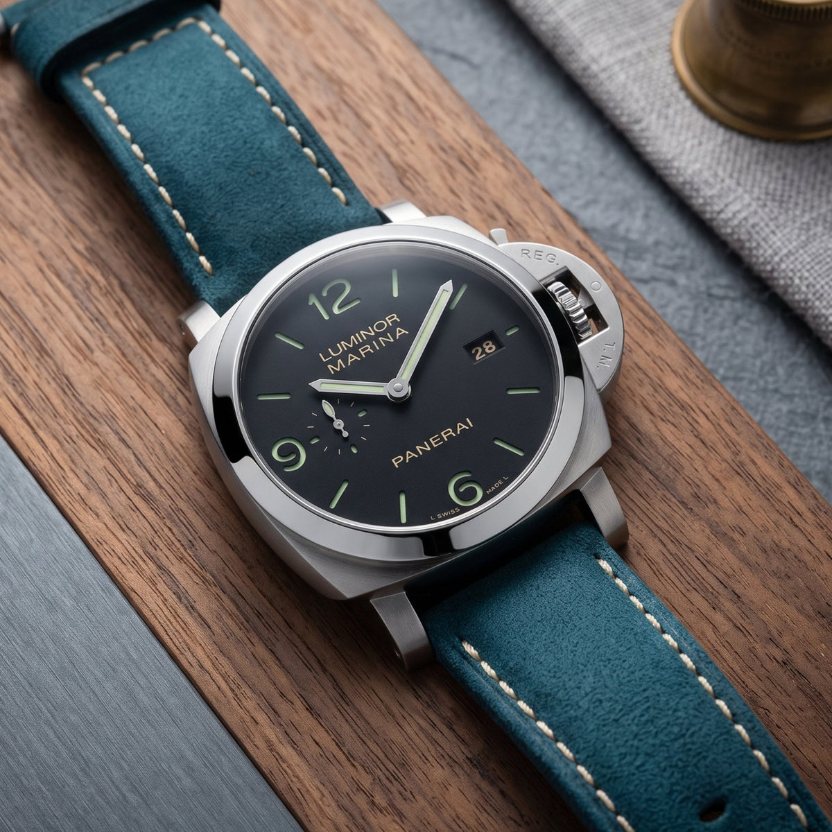 Leder Armband - Für Panerai - Denim Blau - Helvetus
