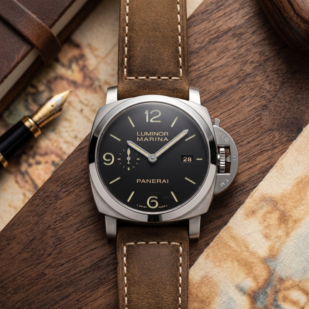 Leder Armband - Für Panerai - Mocha Braun - Helvetus
