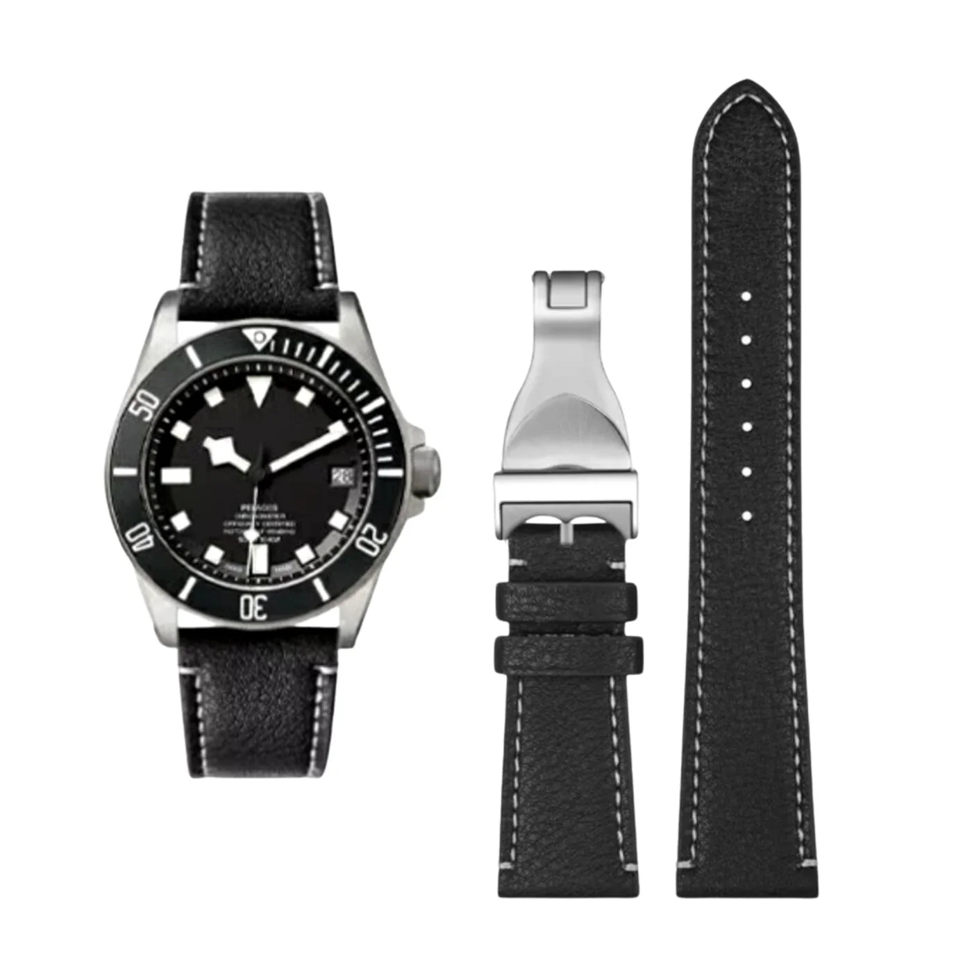 Leder Armband - Für alle Tudor Uhren - Schwarz - Helvetus DE