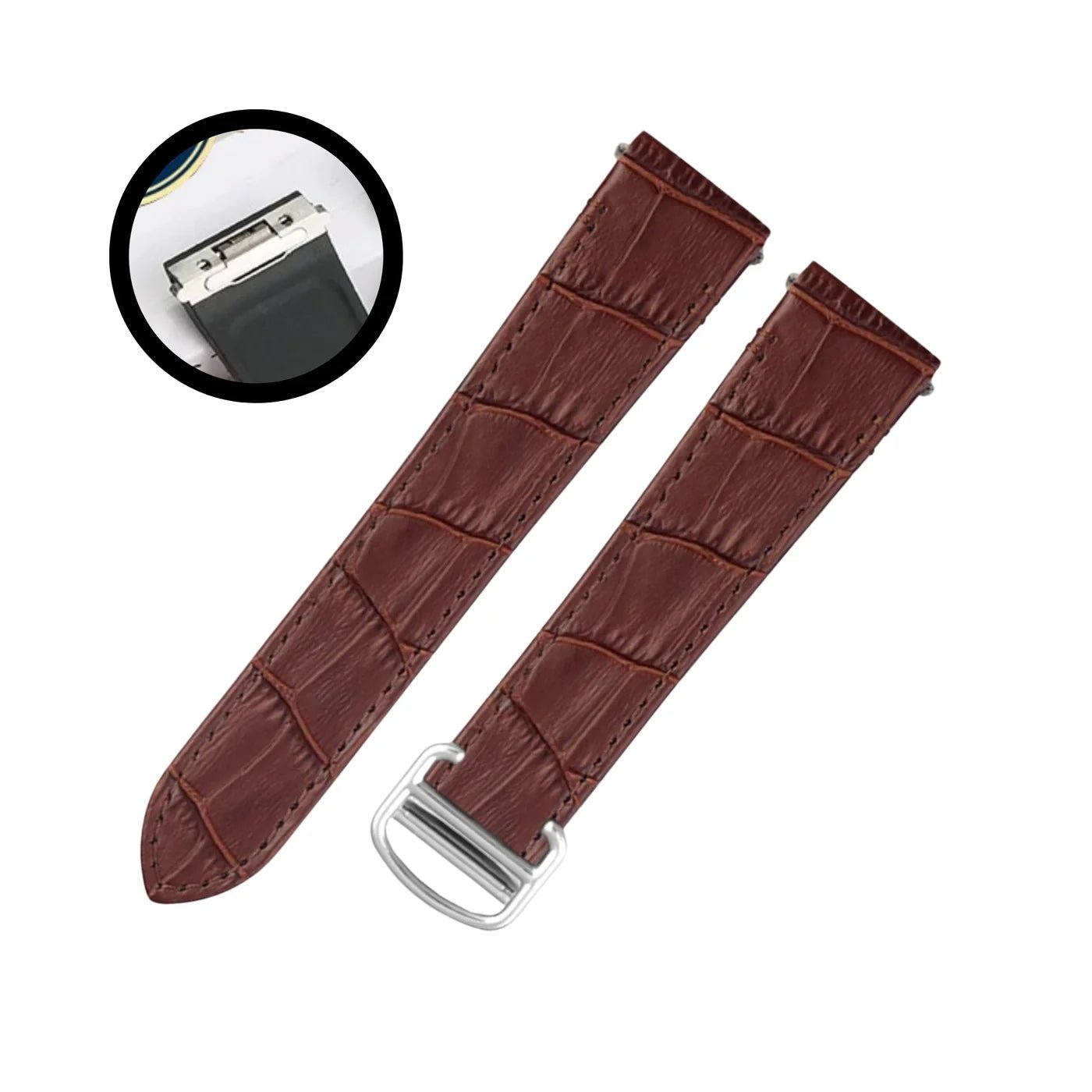 Leder Armband für Cartier Santos Medium/Large – Braun – Quick Switch/Release - Helvetus DE