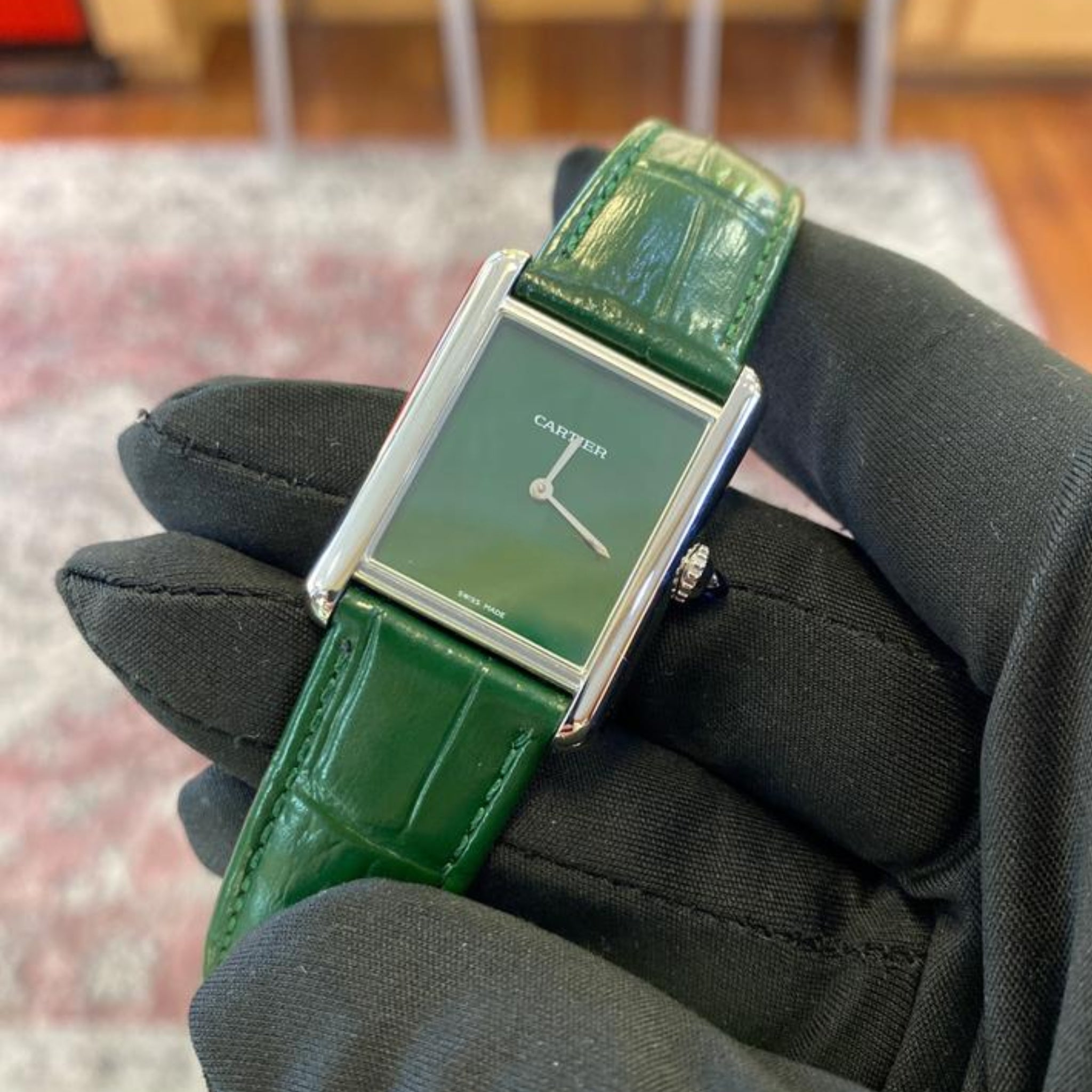 Leder Armband - für Cartier Tank - Grün - Helvetus DE