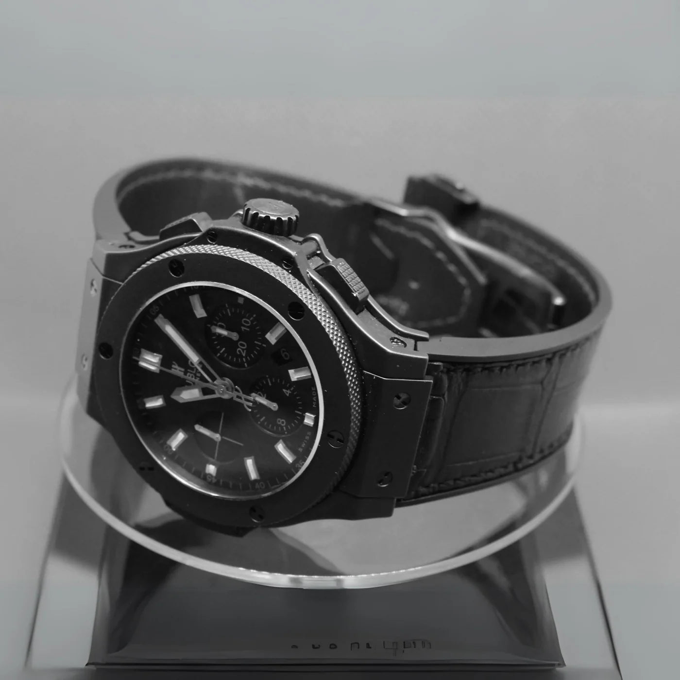 Leder Armband - Für Hublot Big Bang 44mm - Schwarz - Helvetus DE