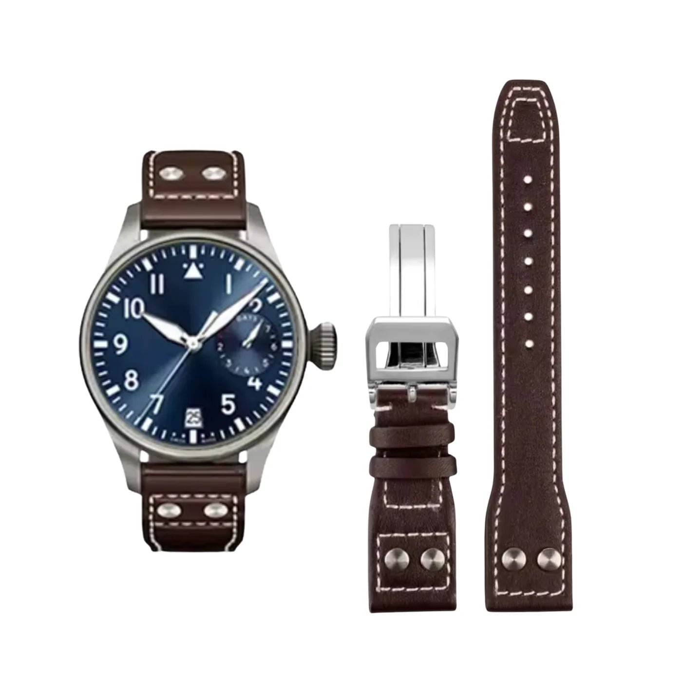 Leder Armband - für IWC Pilot - Braun - Helvetus DE