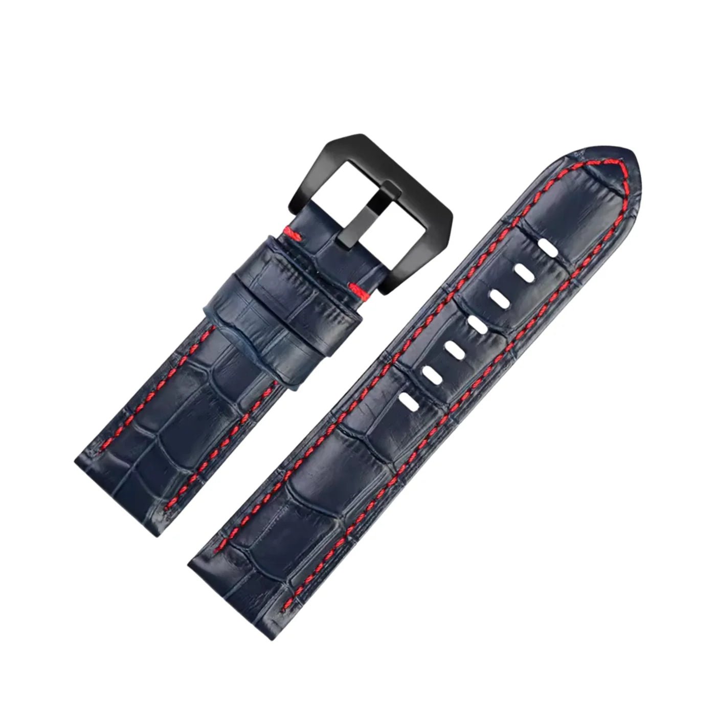 Leder Muster Armband - Für Panerai - Blau/Rot - Helvetus DE