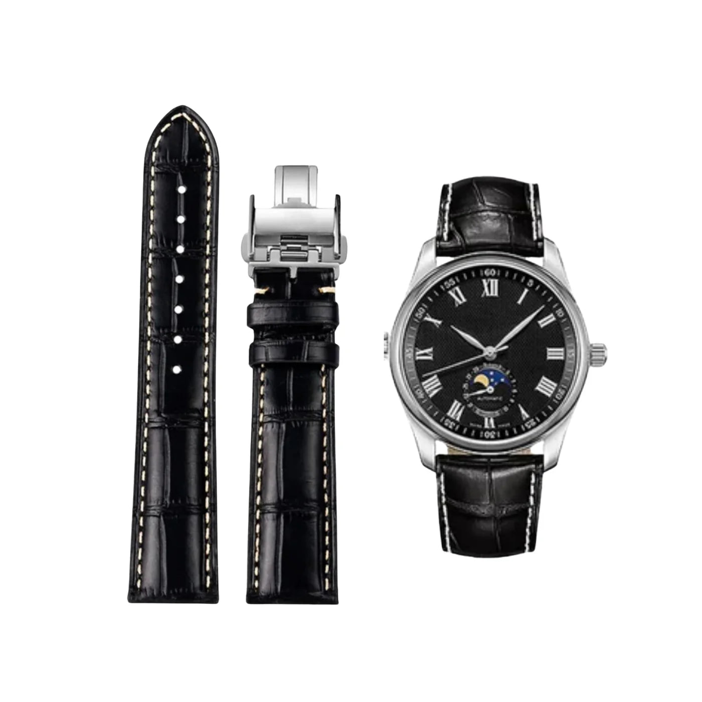 Lederarmband – Für Longines Master Collection – Schwarz - Helvetus DE