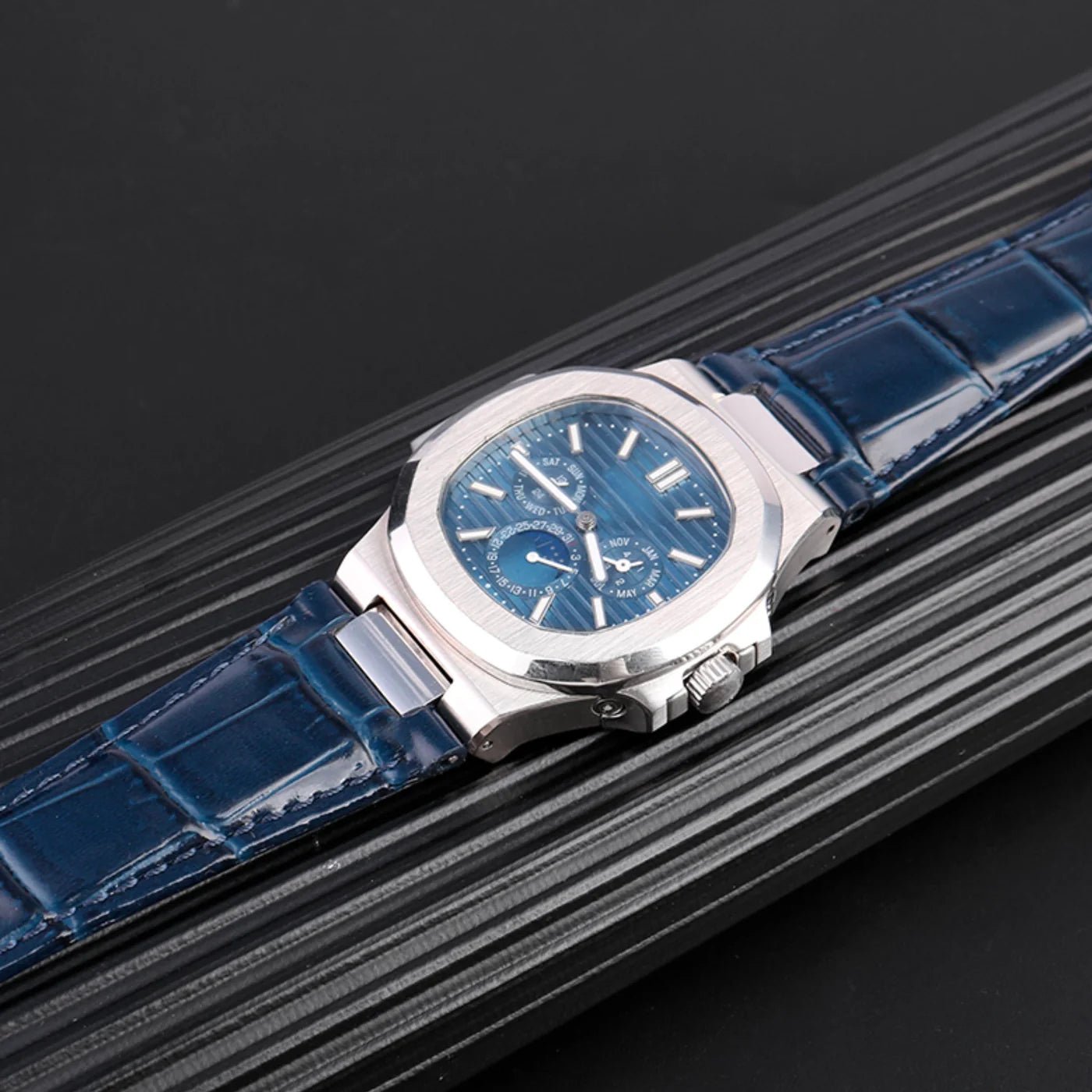 Lederarmband – Für Patek Philippe Nautilus – Blau - Helvetus DE
