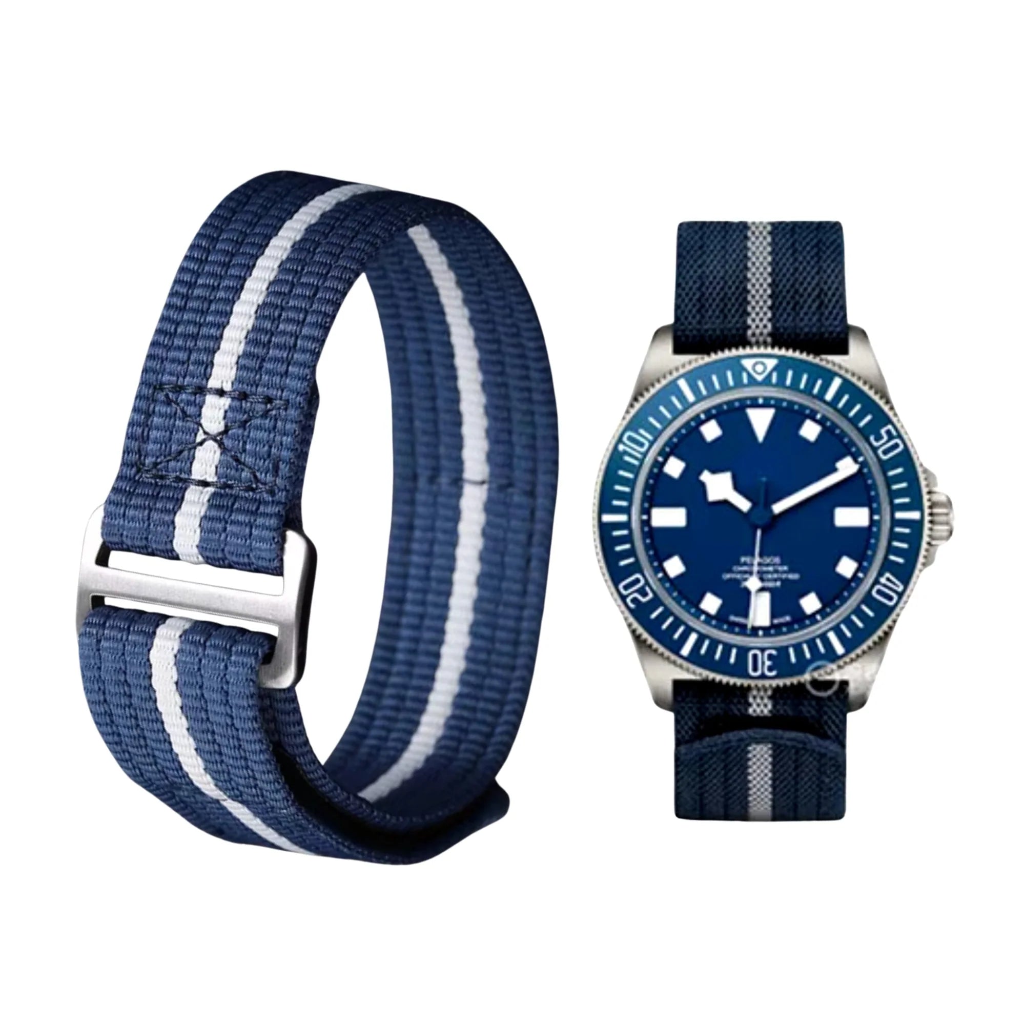 Nylon Armband - Für Tudor Pelagos FXD - Blau/Grau - Helvetus DE