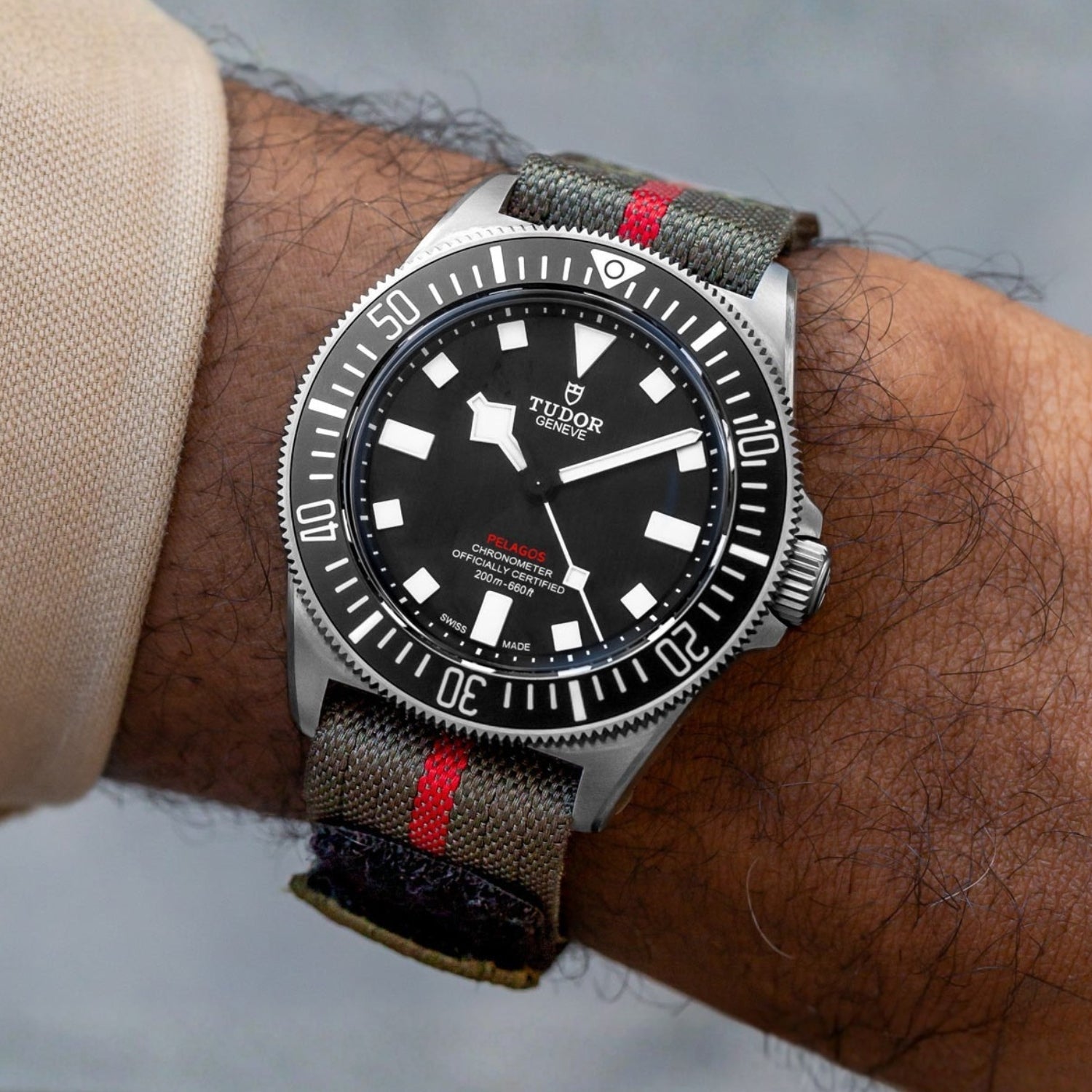 Nylon Armband - Für Tudor Pelagos FXD - Grün/Rot - Helvetus DE
